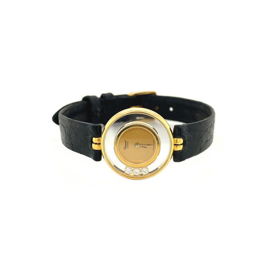 Gouden Chopard dameshorloge met diamant 18 krt