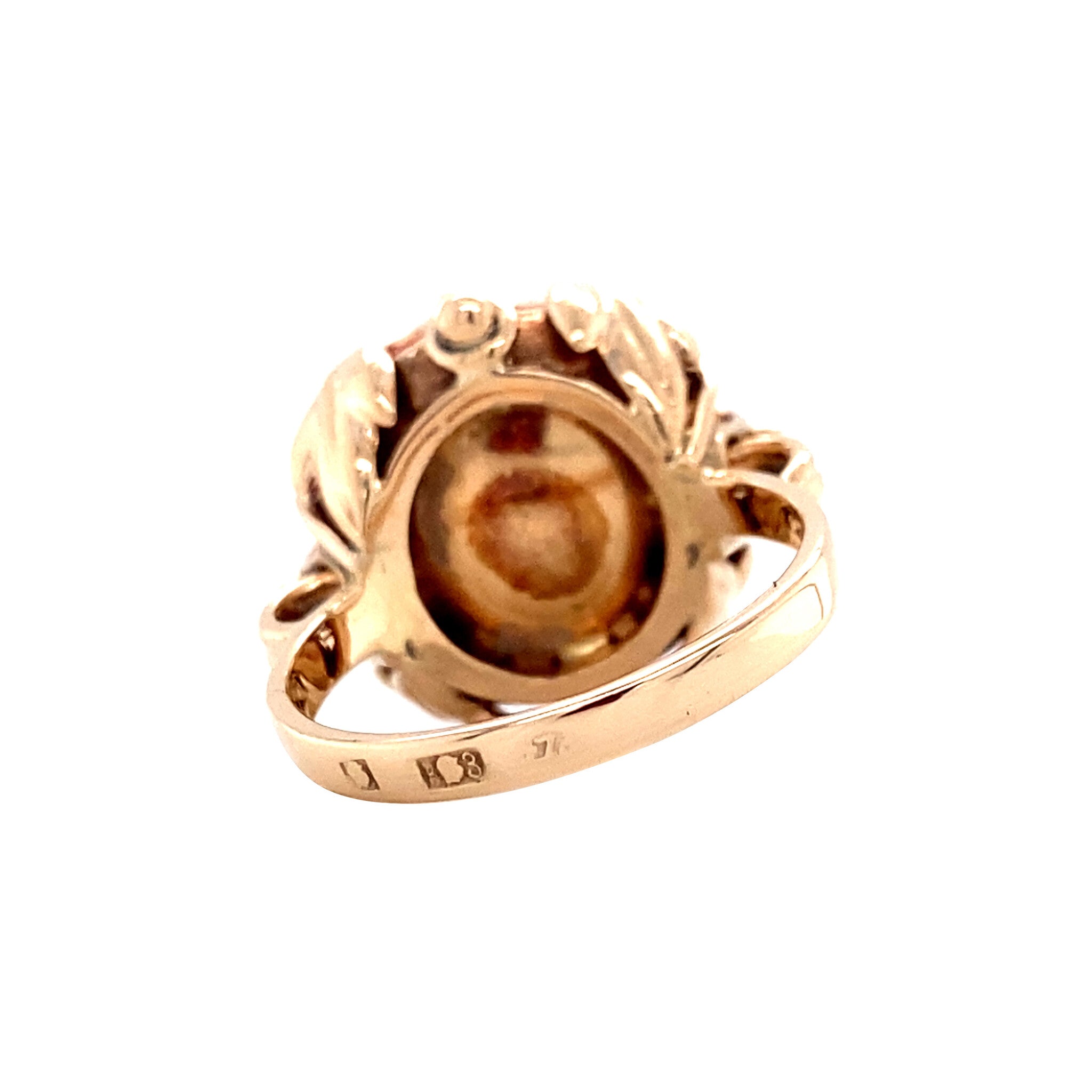 Gouden ring met bloedkoraal 14 krt
