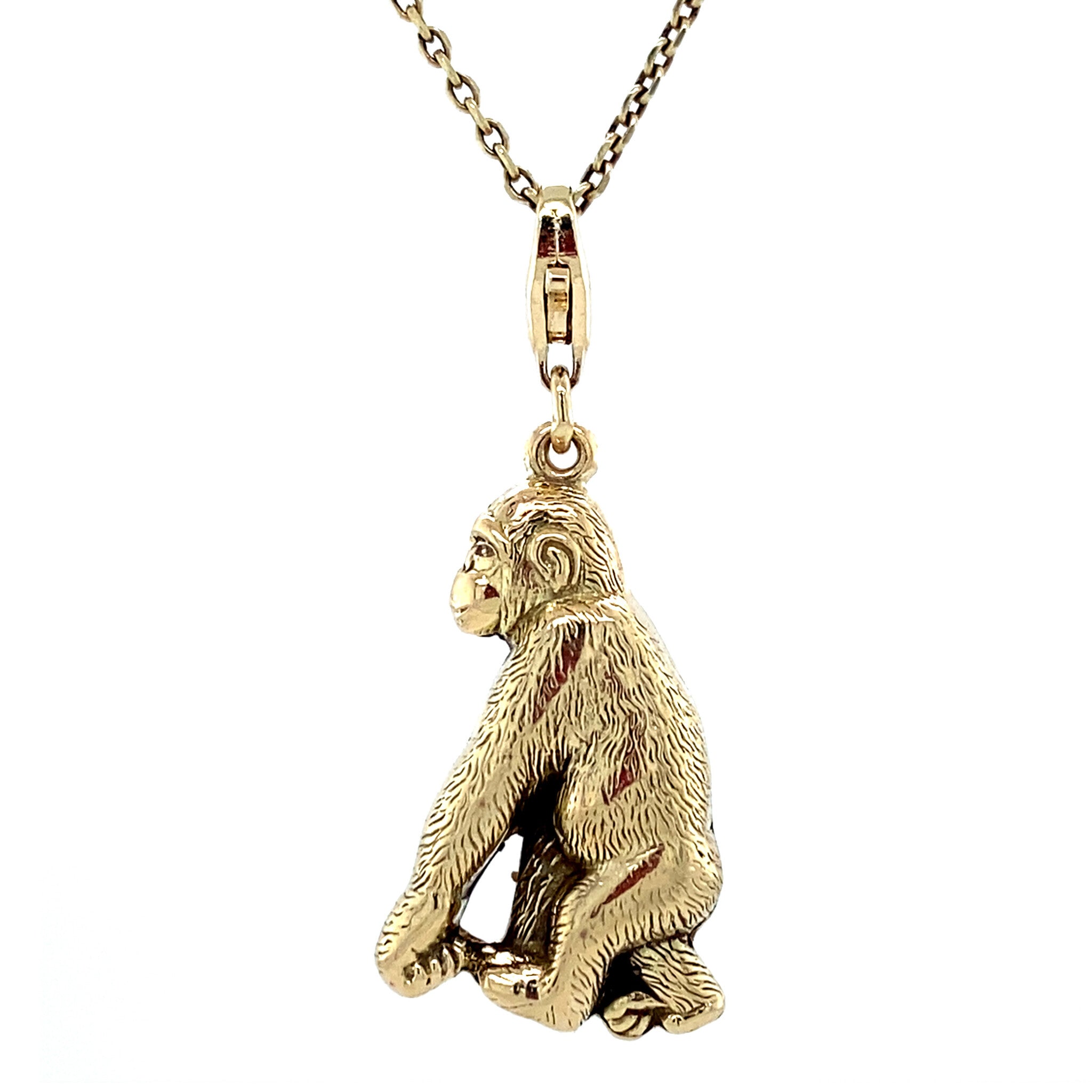 Gouden vintage aap hanger 14 krt
