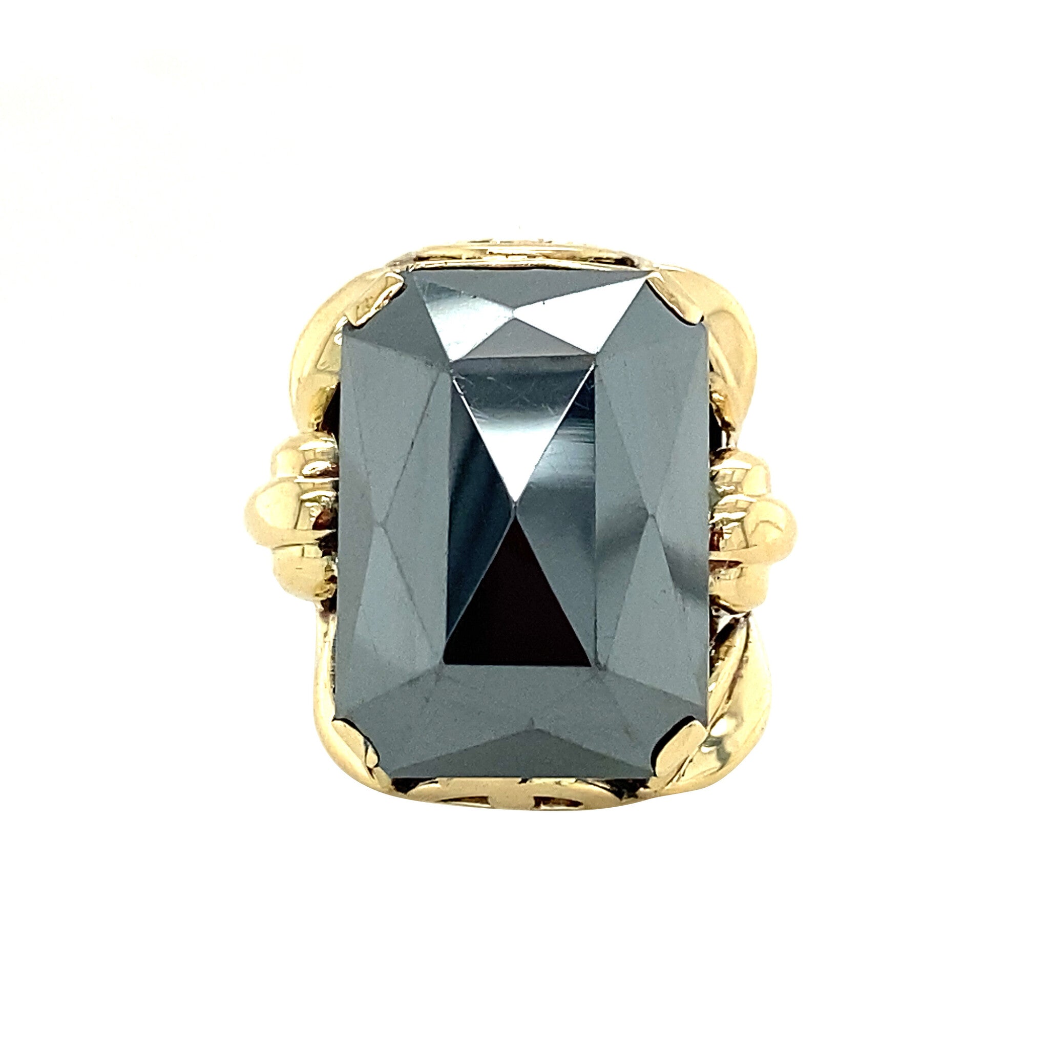 Gouden ring met hematiet 14 krt