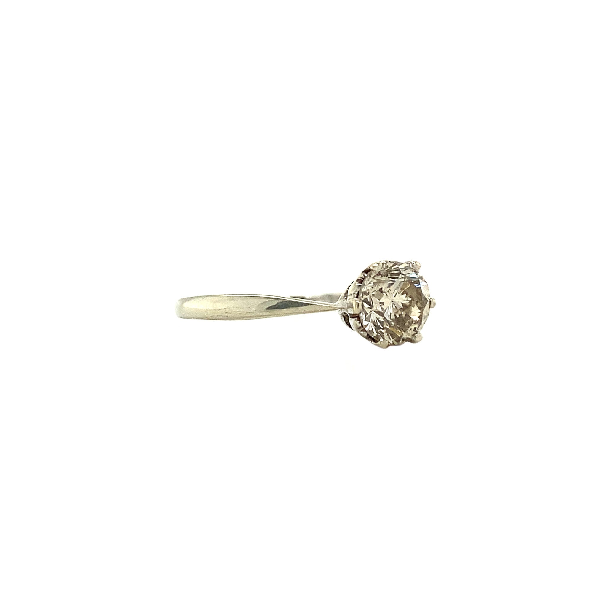 White gold solitaire ring with diamond 0.90 crt. 14 krt