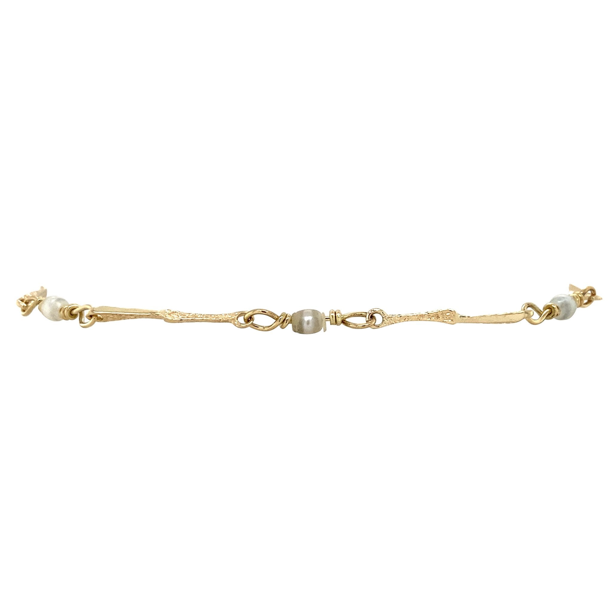 Vintage gold bracelet with pearl, 14 kt