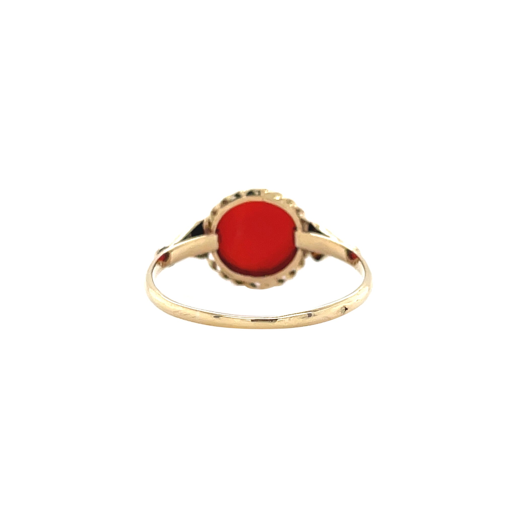 Gouden vintage ring met bloedkoraal 12 krt