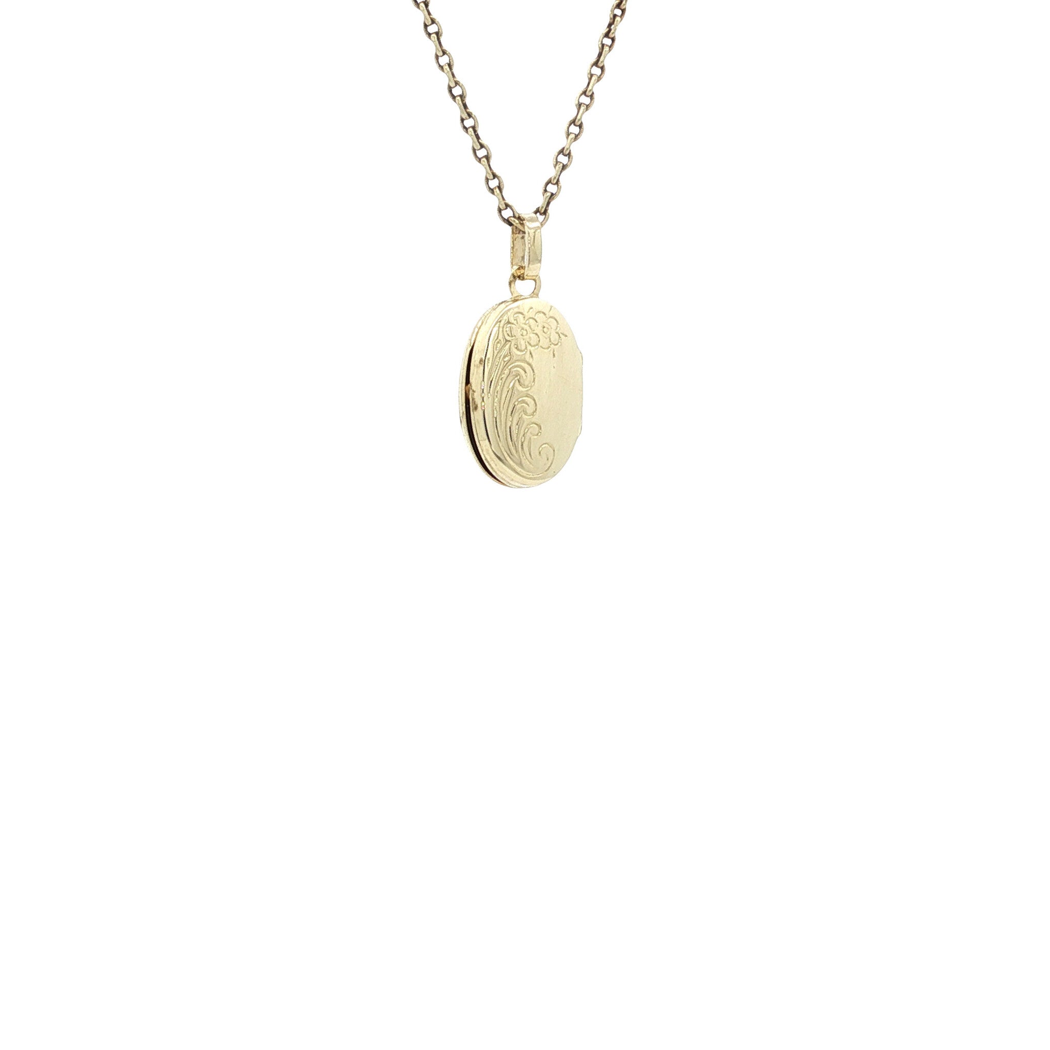 Gouden vintage medaillon met gravure 14 kt