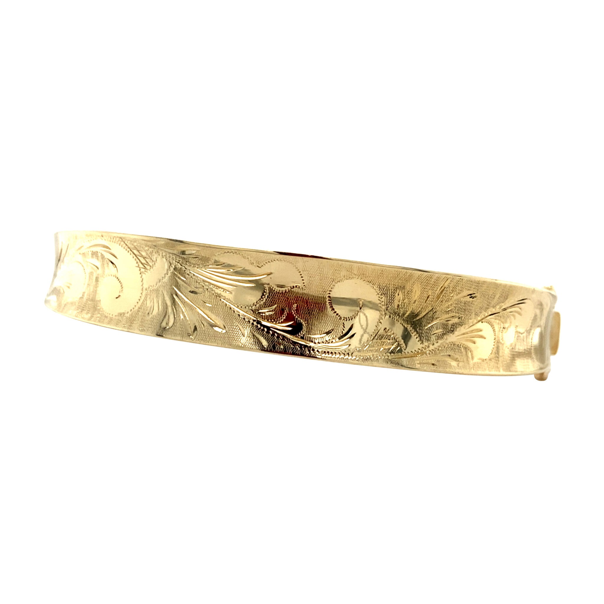 Vintage gouden bangle met gravure 14 krt