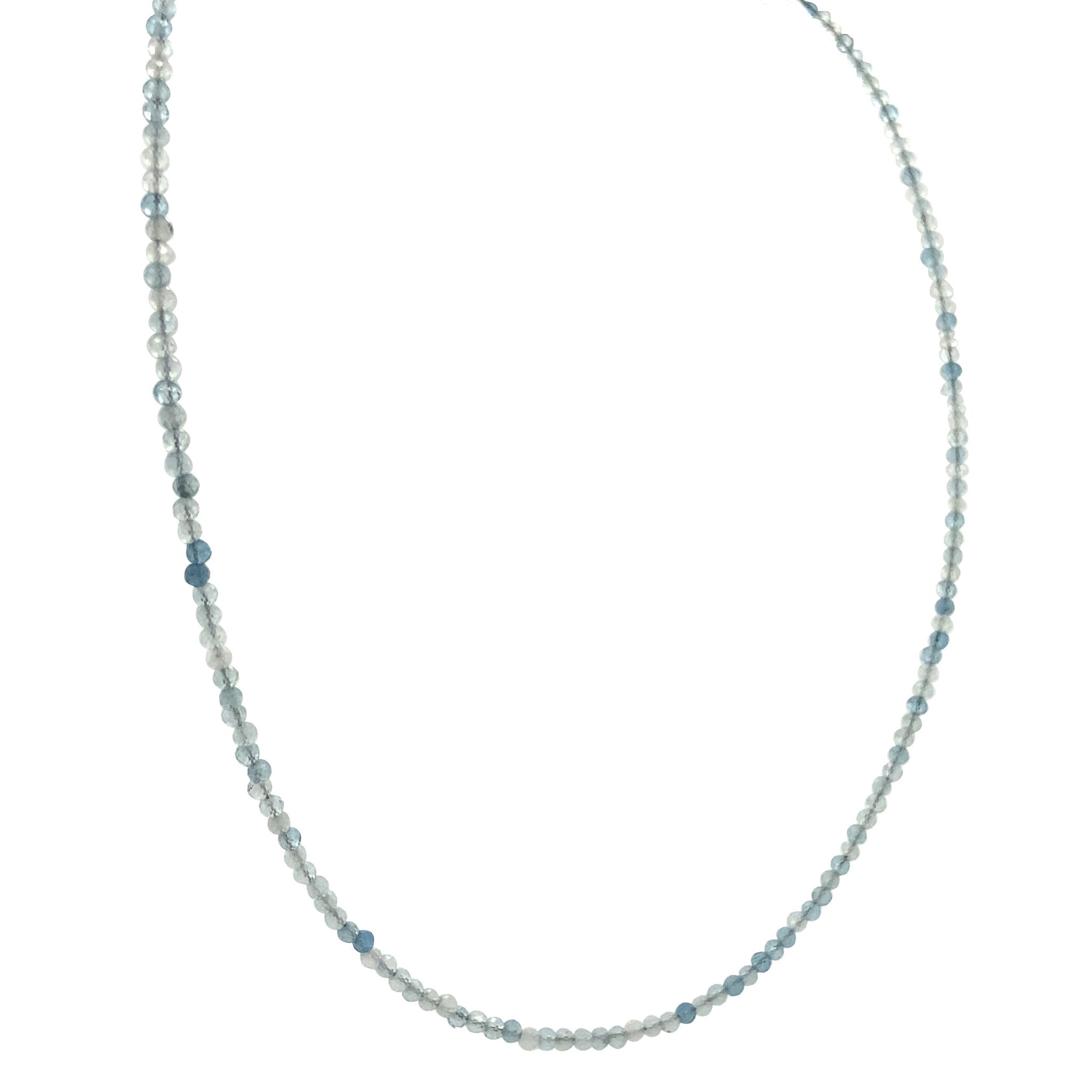 Aquamarine necklace with pearl and gold clasp 40 cm 14 krt