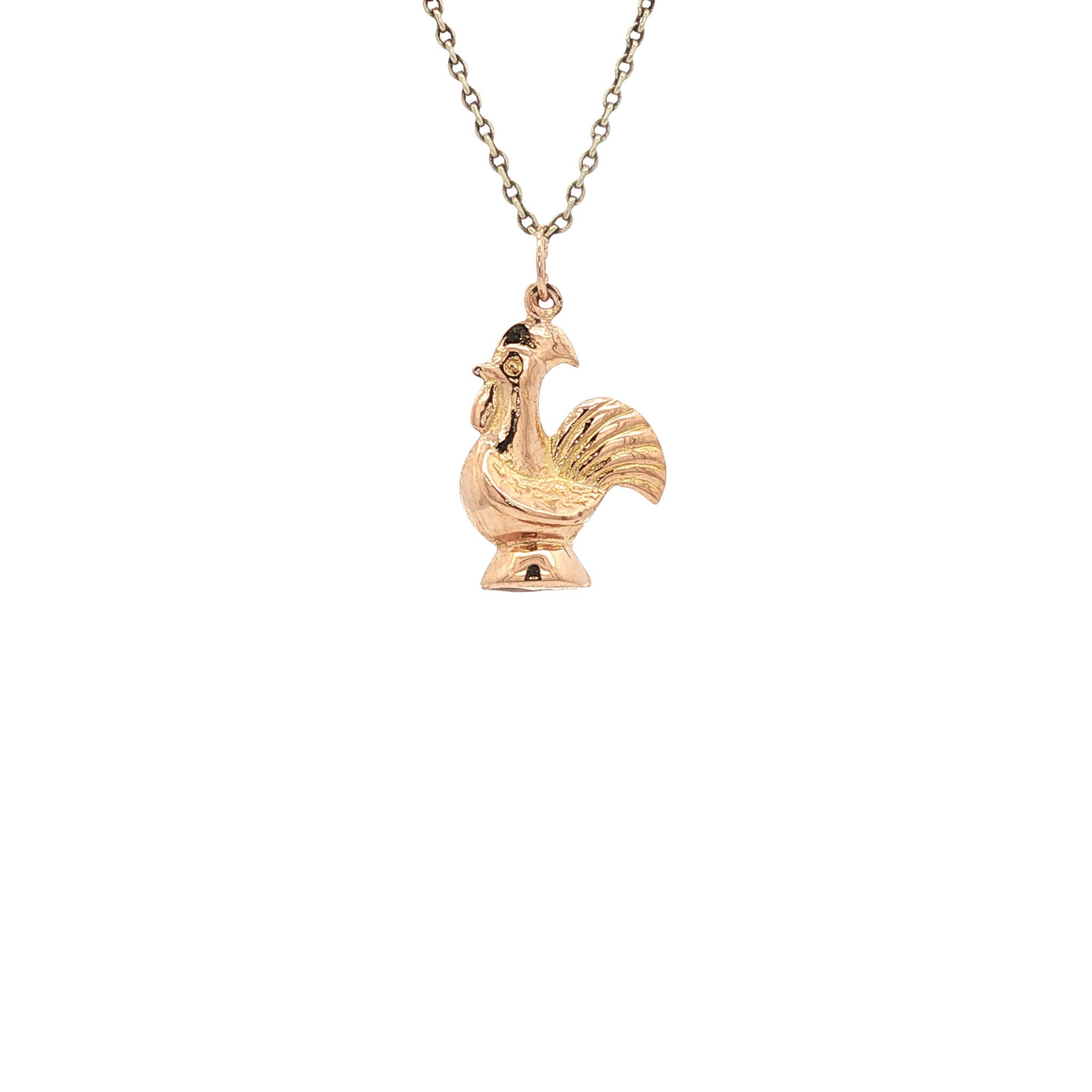 Roségouden vintage haan hanger 18 kt