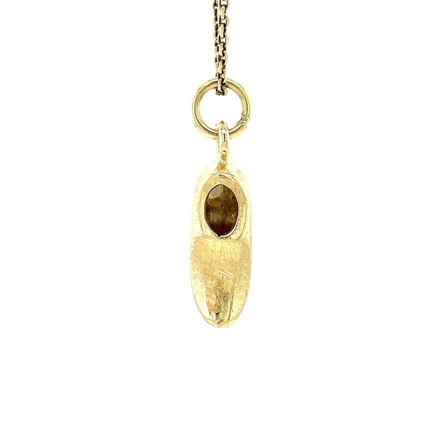 Gouden vintage klomp hanger 14 kt