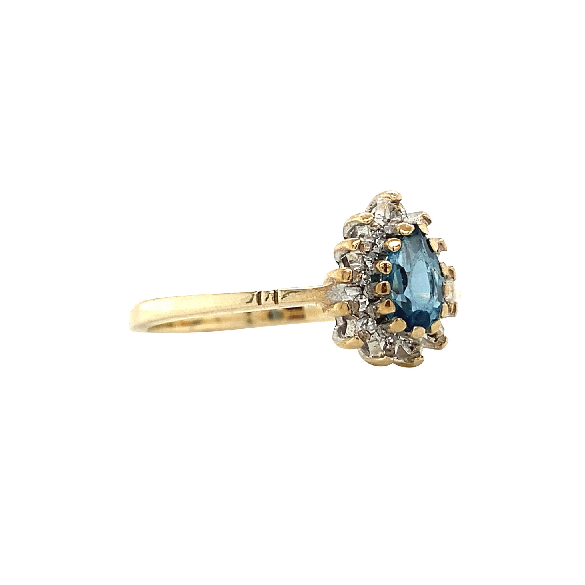 Ring met topaas en diamant 9 krt
