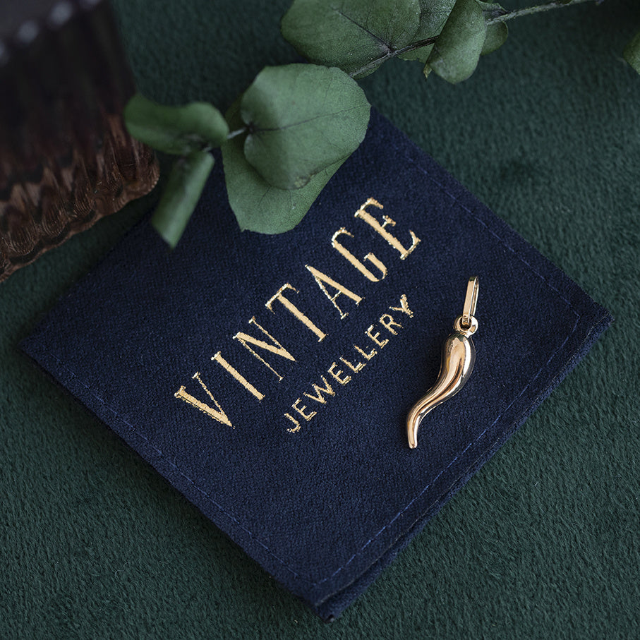 Gouden vintage dobbelsteen hanger 14 kt