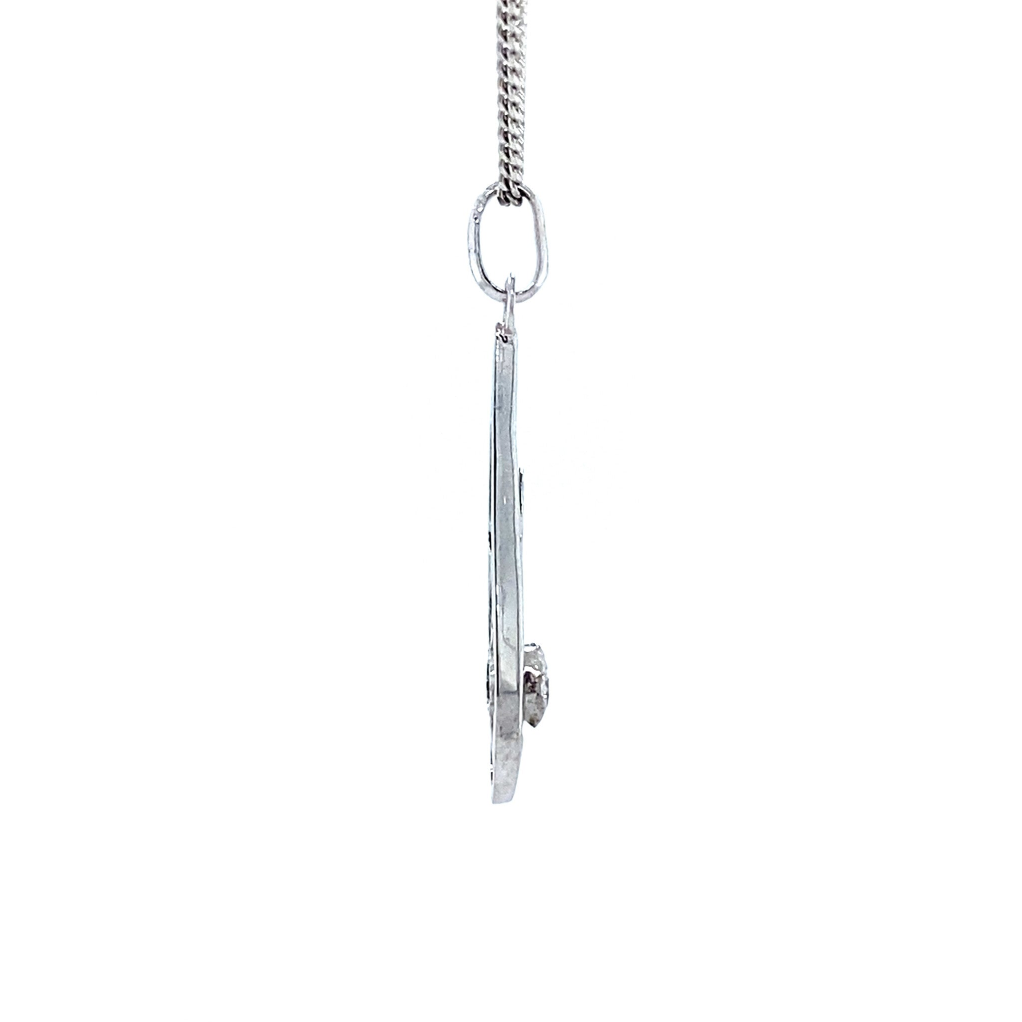 White gold pendant with diamond 14 kt