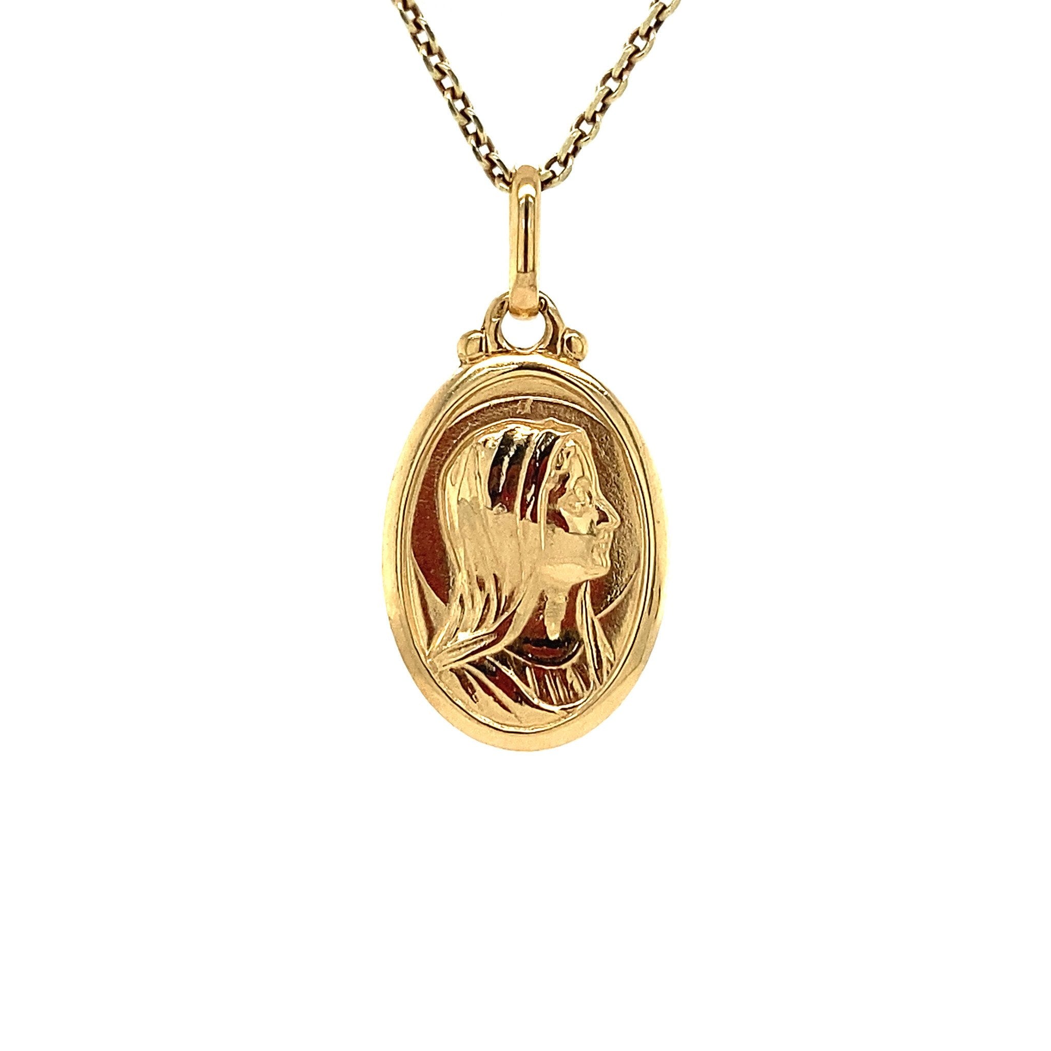 Gouden hanger maria met sluier 18 krt