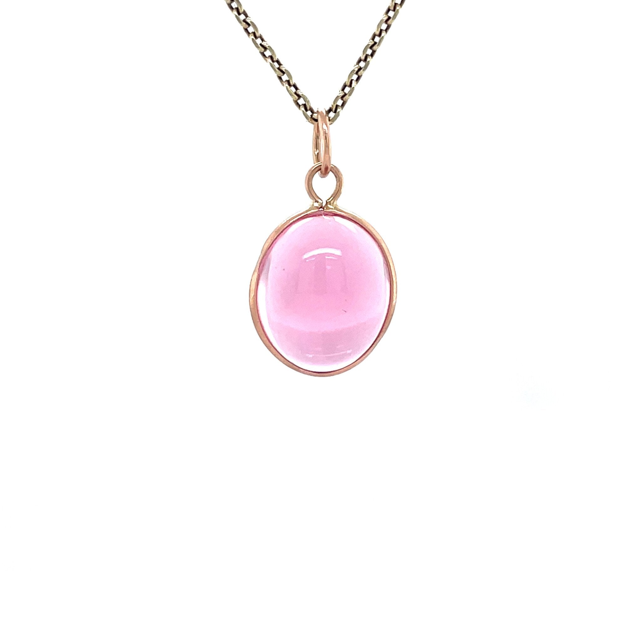 Rosé vintage pendant with colored gemstone 12 kt
