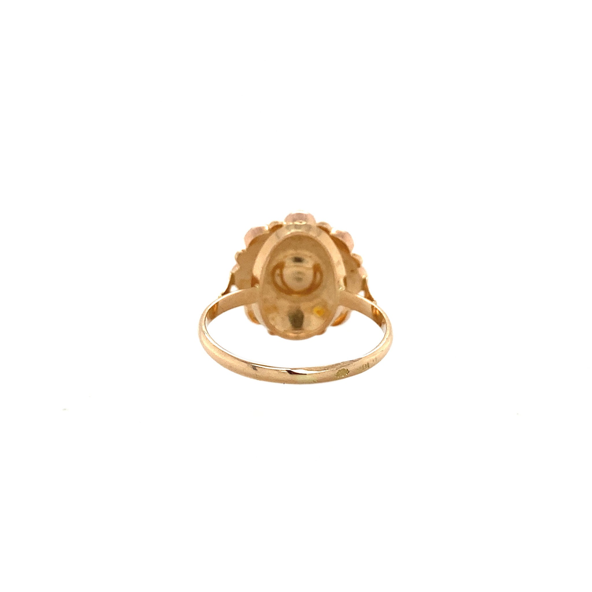 Gouden entourage ring met granaat 14 krt