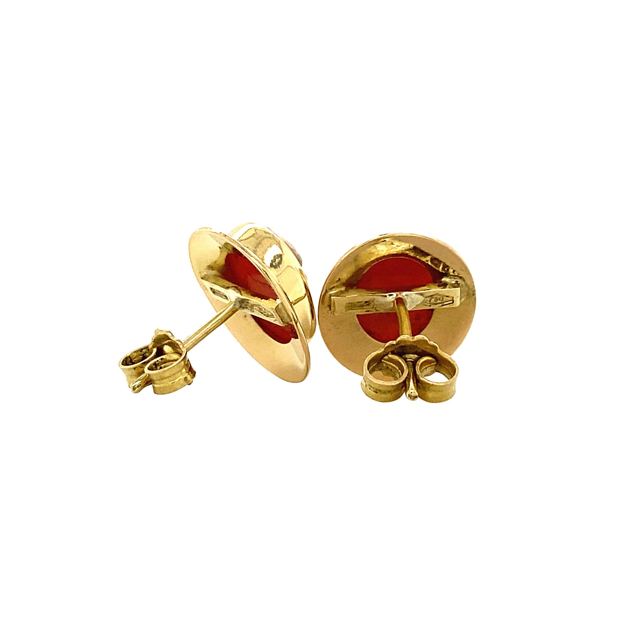 Gouden oorstekers met camee 18 krt