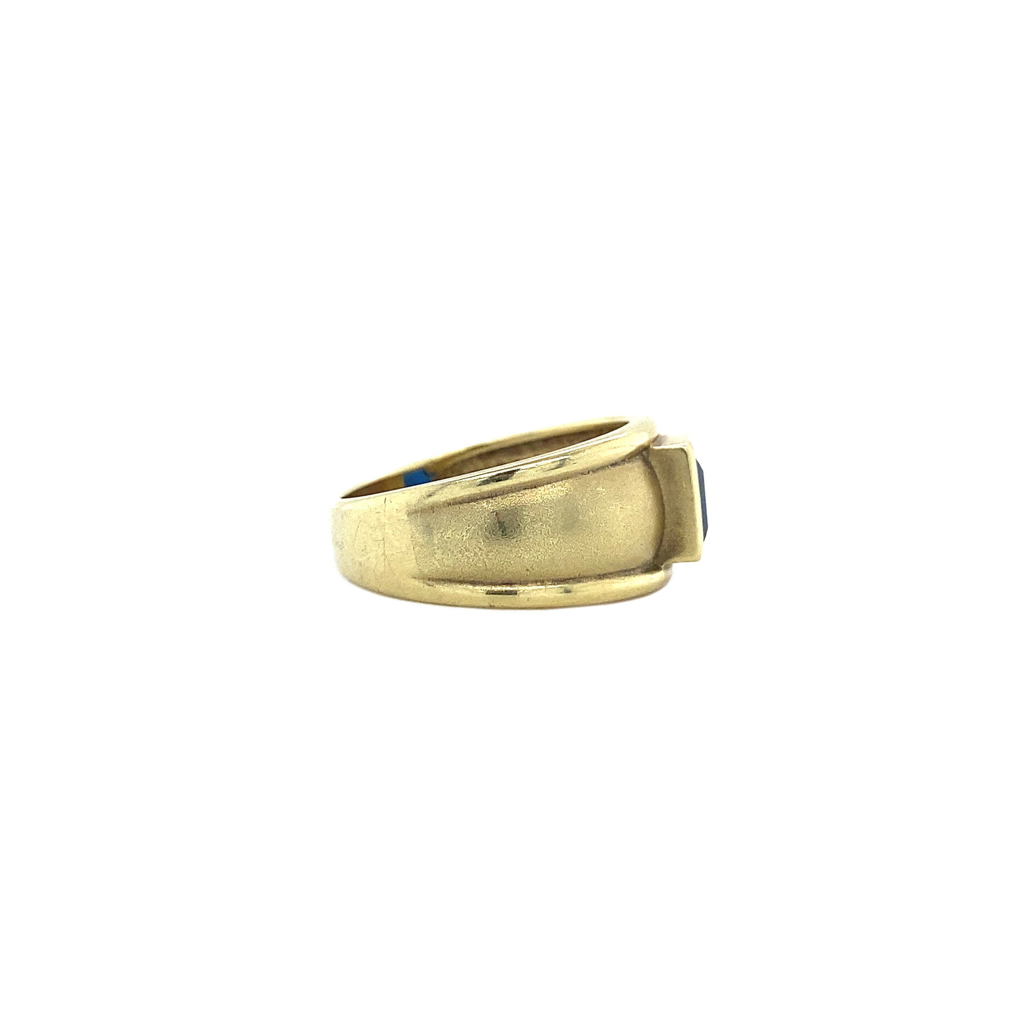Gouden ring met synthetische saffier 14 krt