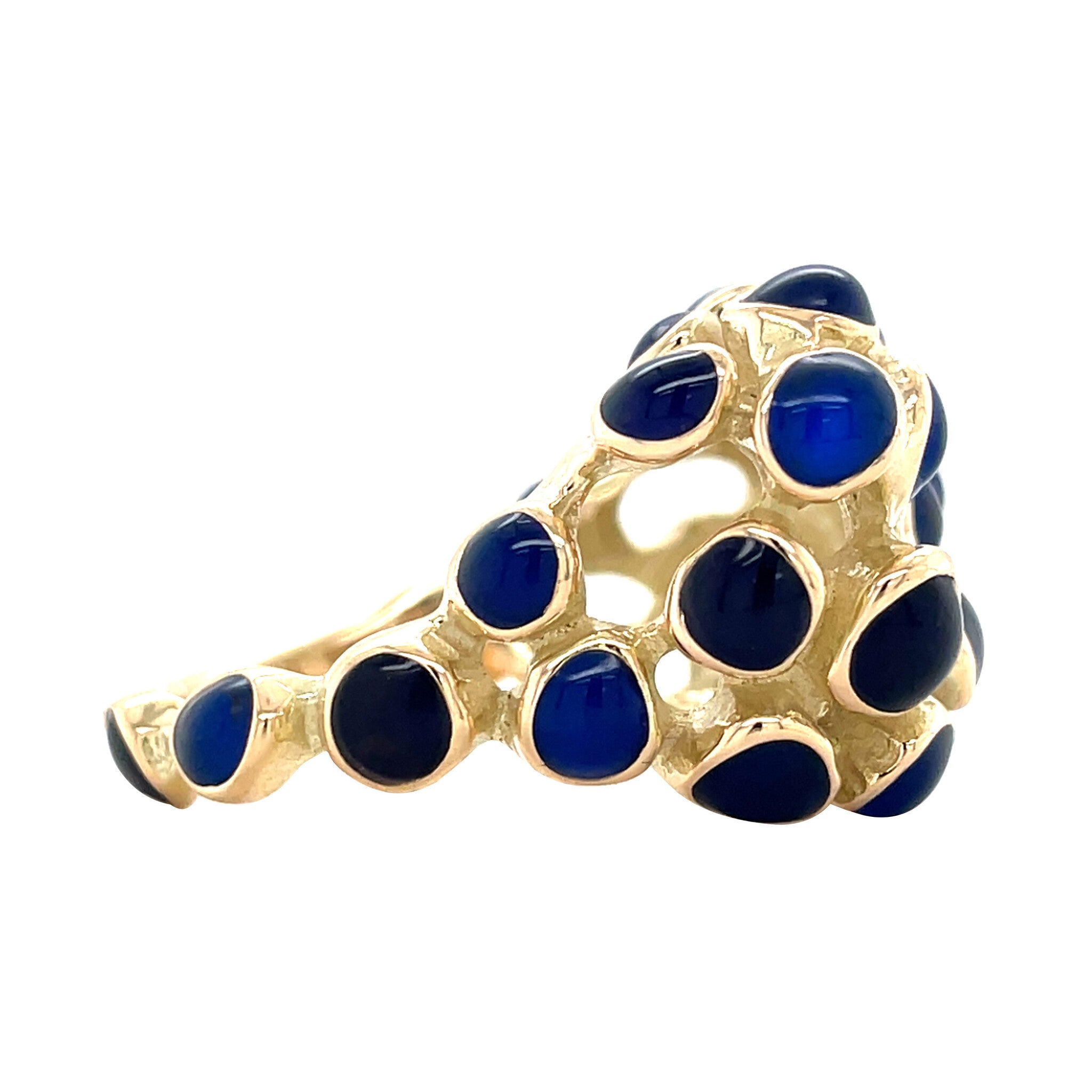 Gouden vintage ring met kleursteen 14 krt