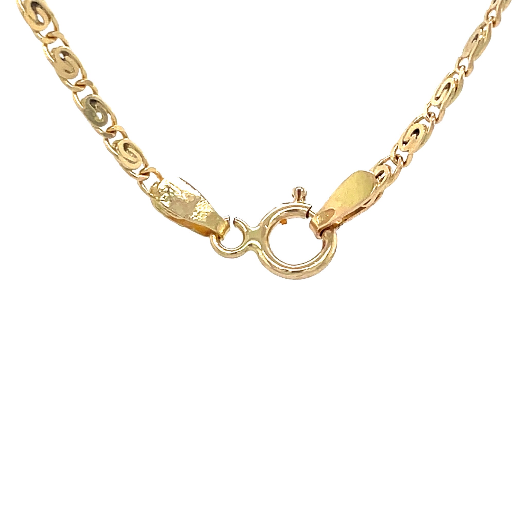 Gold vintage scroll necklace 14 kt