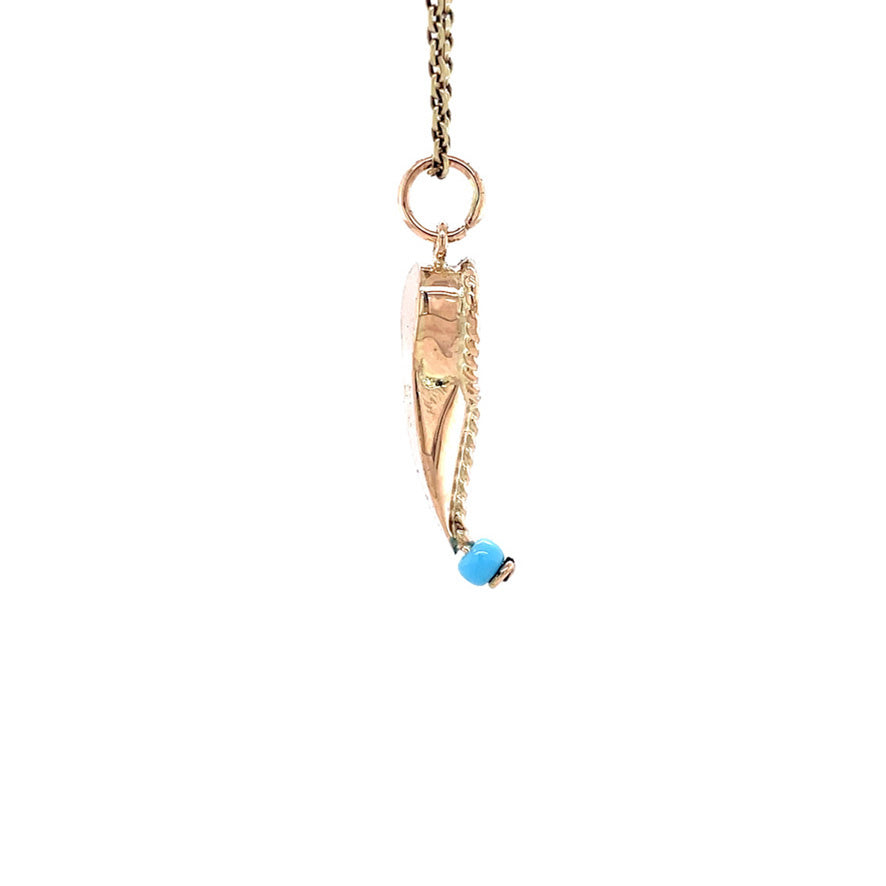 Gouden vintage arabische schoen met kleursteen 14 krt