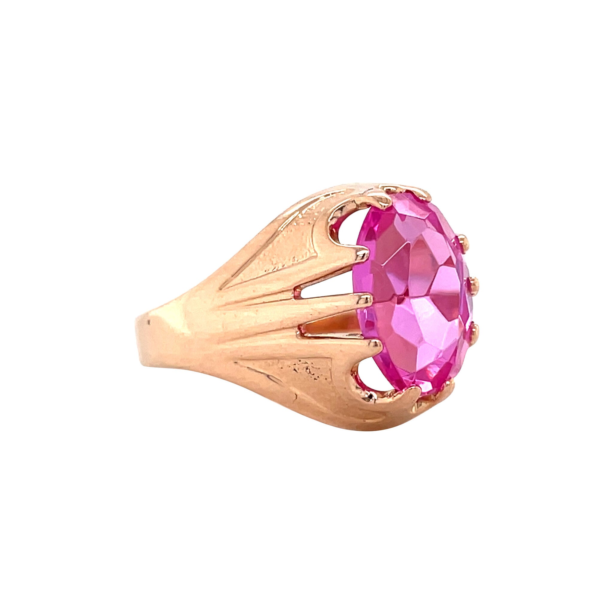 14 kt rose-gold vintage ring with sapphire