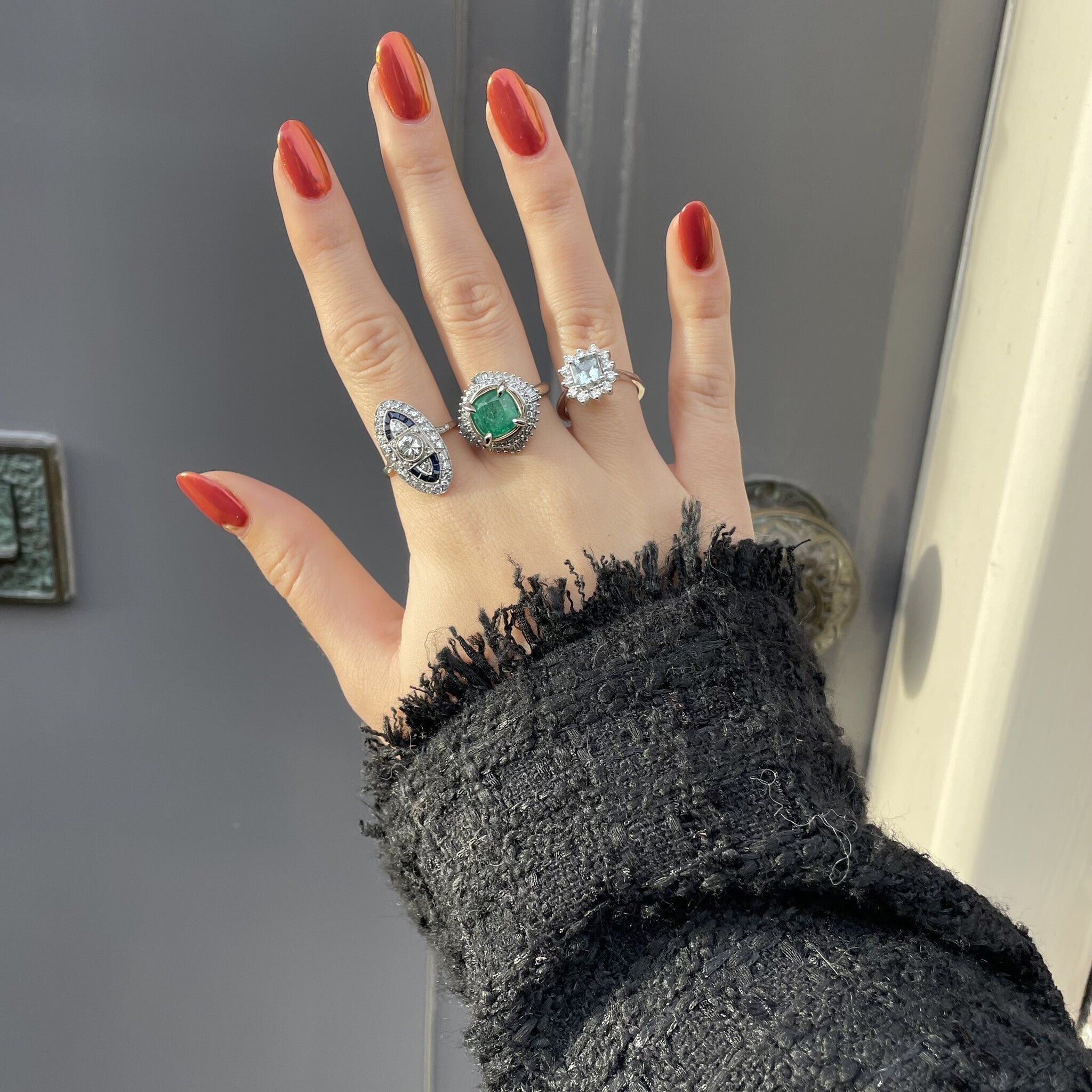 Witgouden ring met aquamarijn en diamant 18 krt