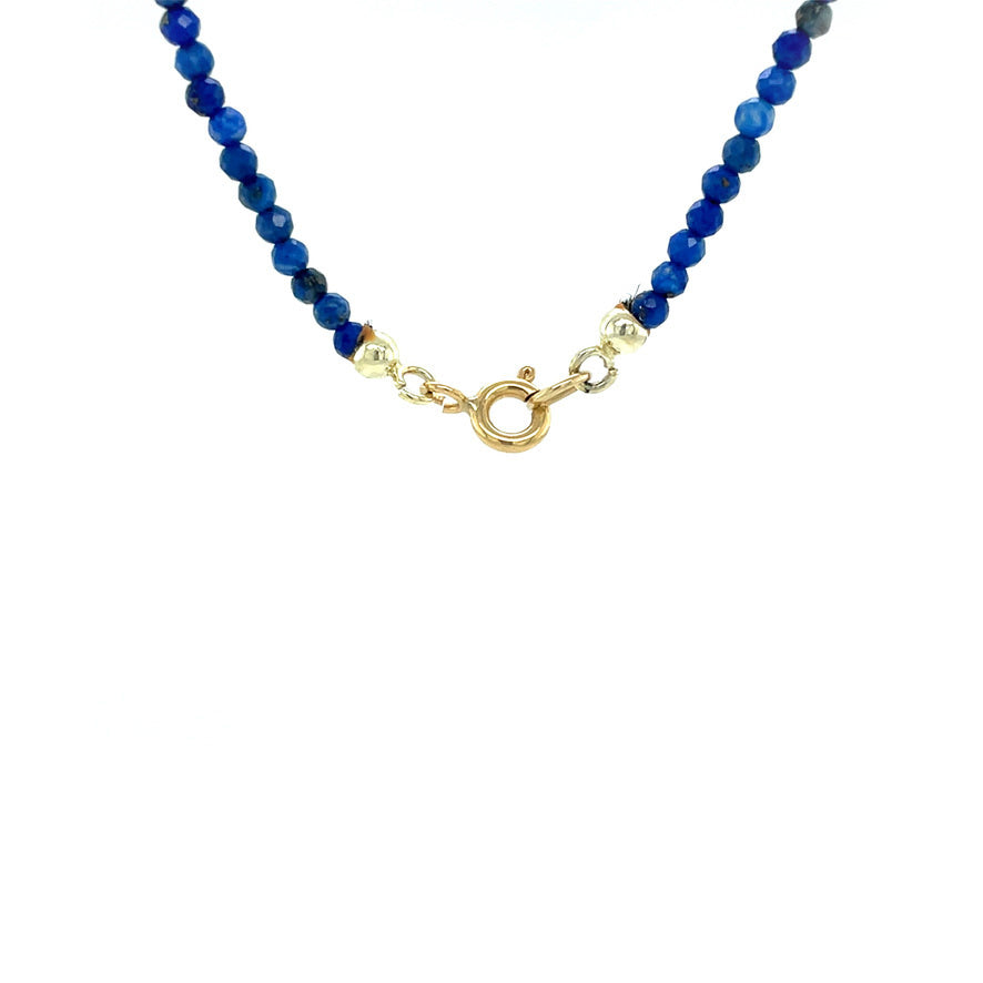 Vintage lapis lazuli necklace with 14 kt gold clasp