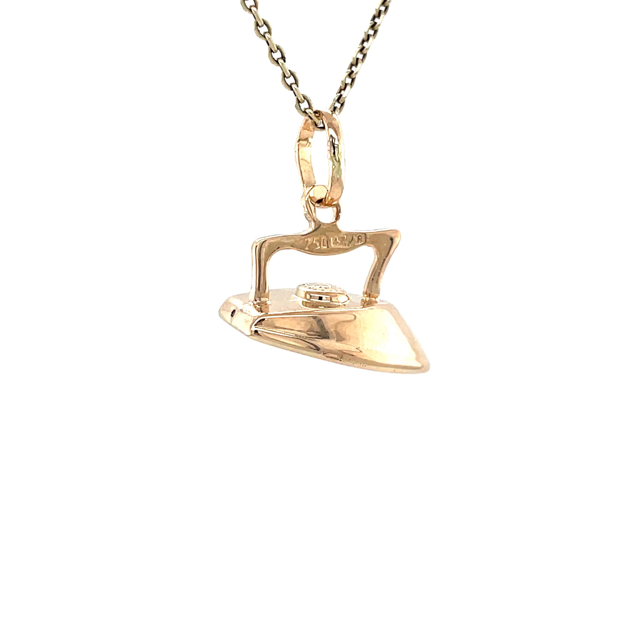 Gold vintage iron pendant 14 kt