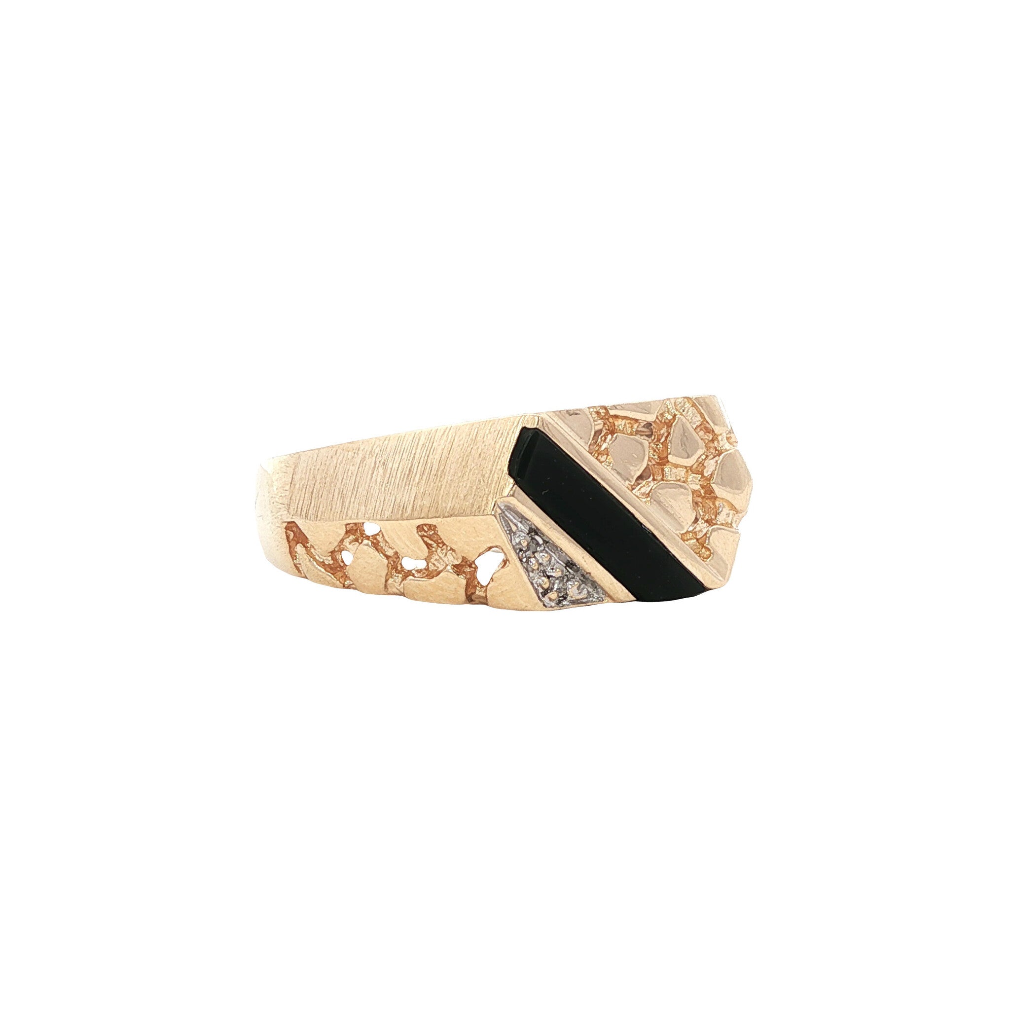 Vintage ring with onyx and diamond, 10 kt