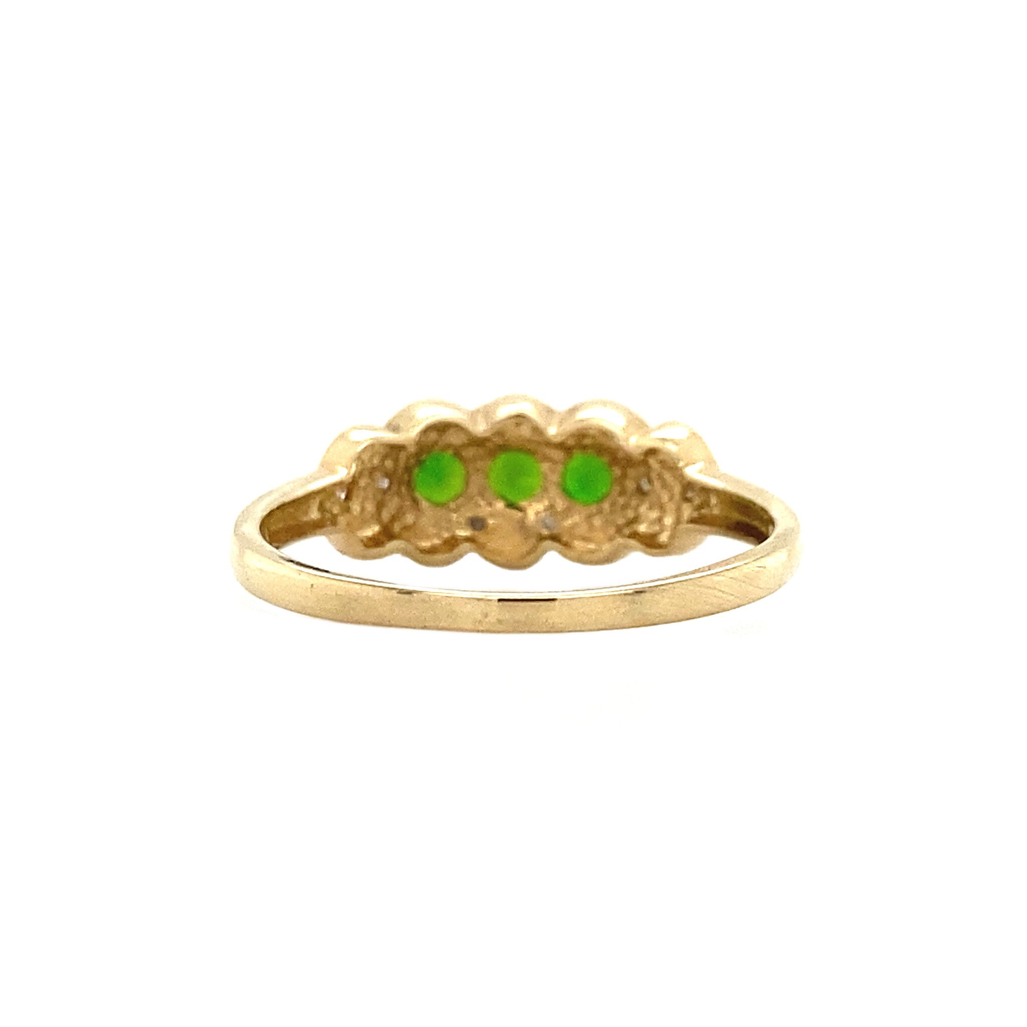 Ring met peridot en diamant 9 krt