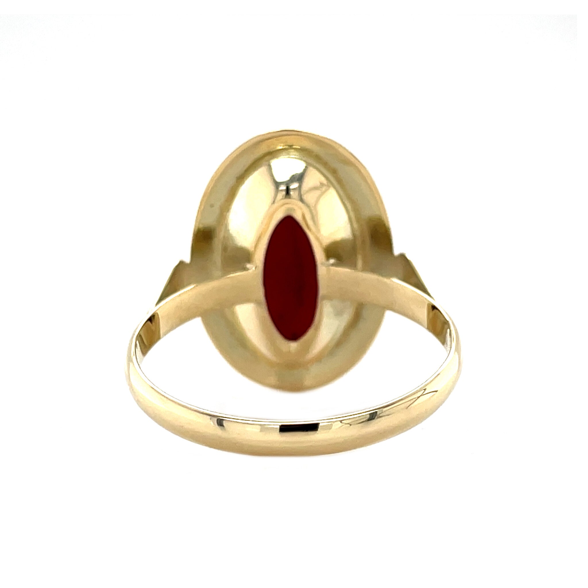 Gouden vintage ring met bloedkoraal 14 krt