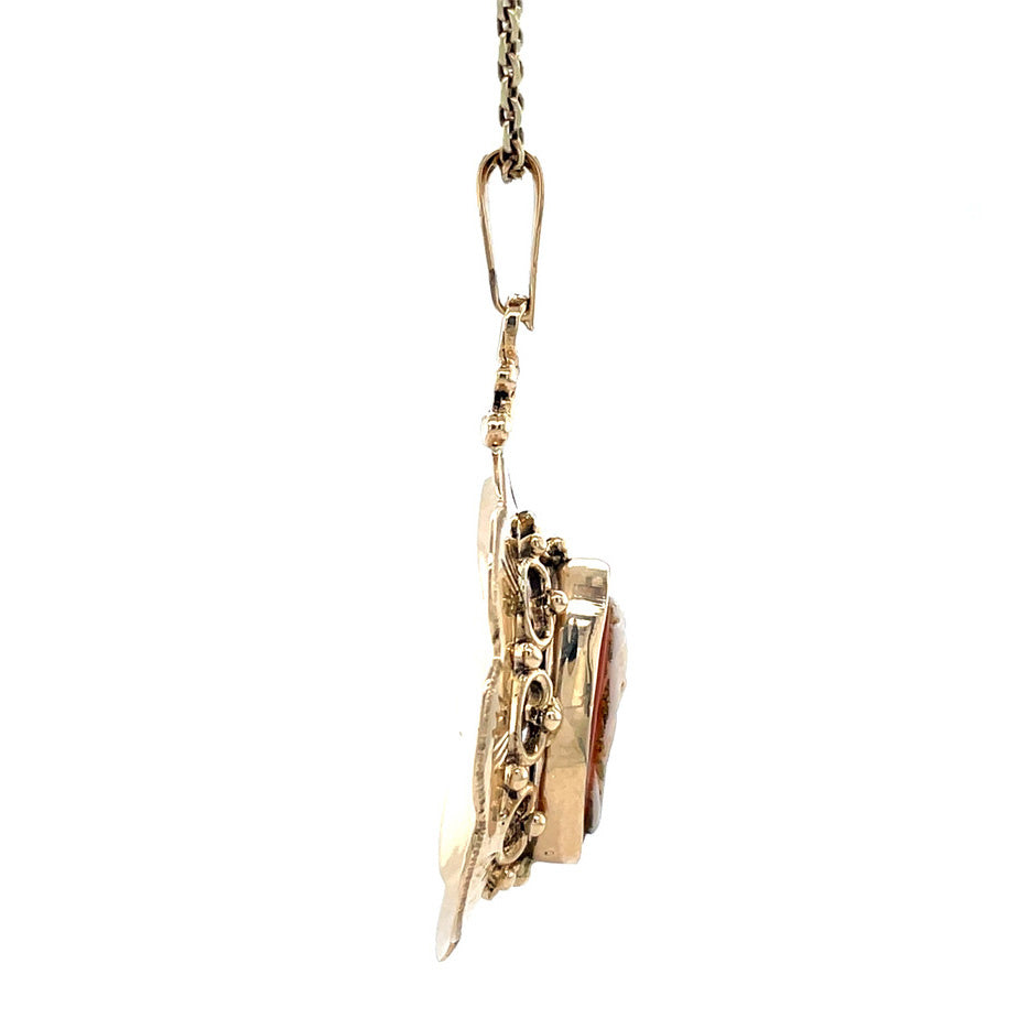 Vintage gold pendant with cameo 14 kt