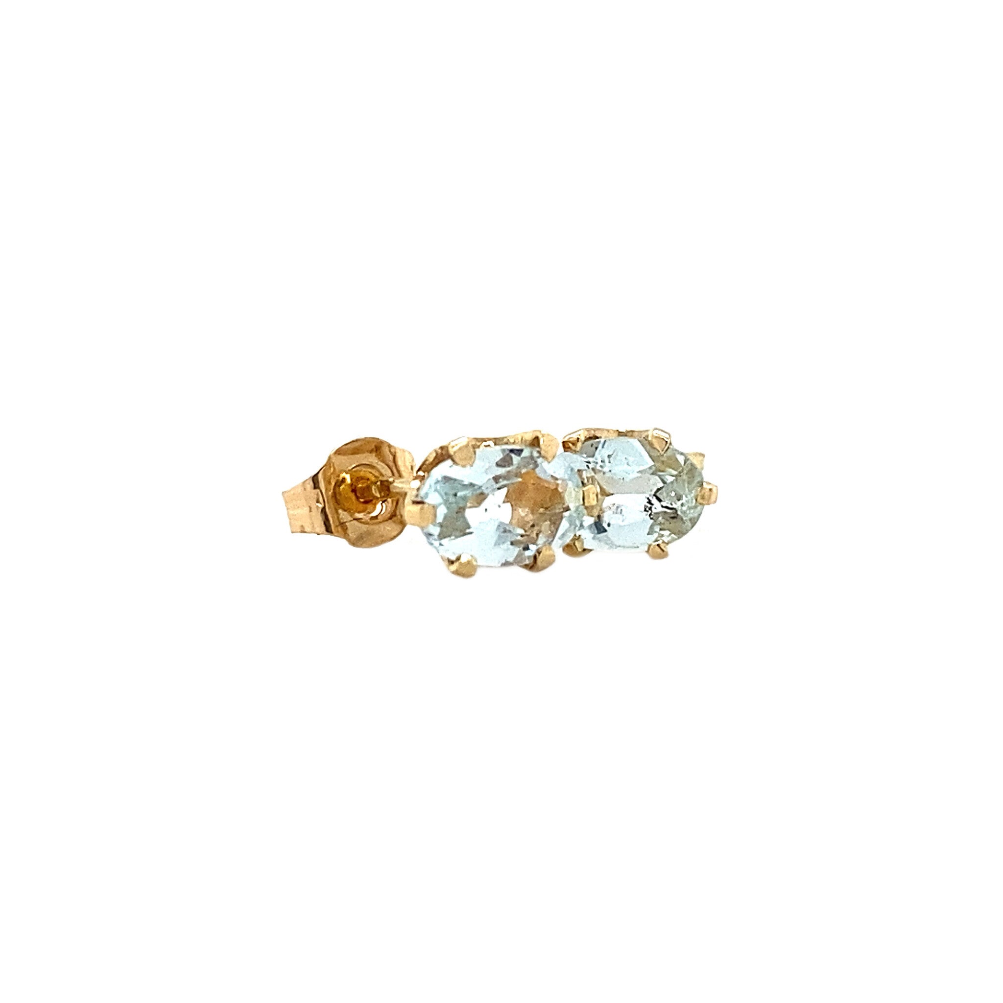 14 kt gold stud earrings with glass stone
