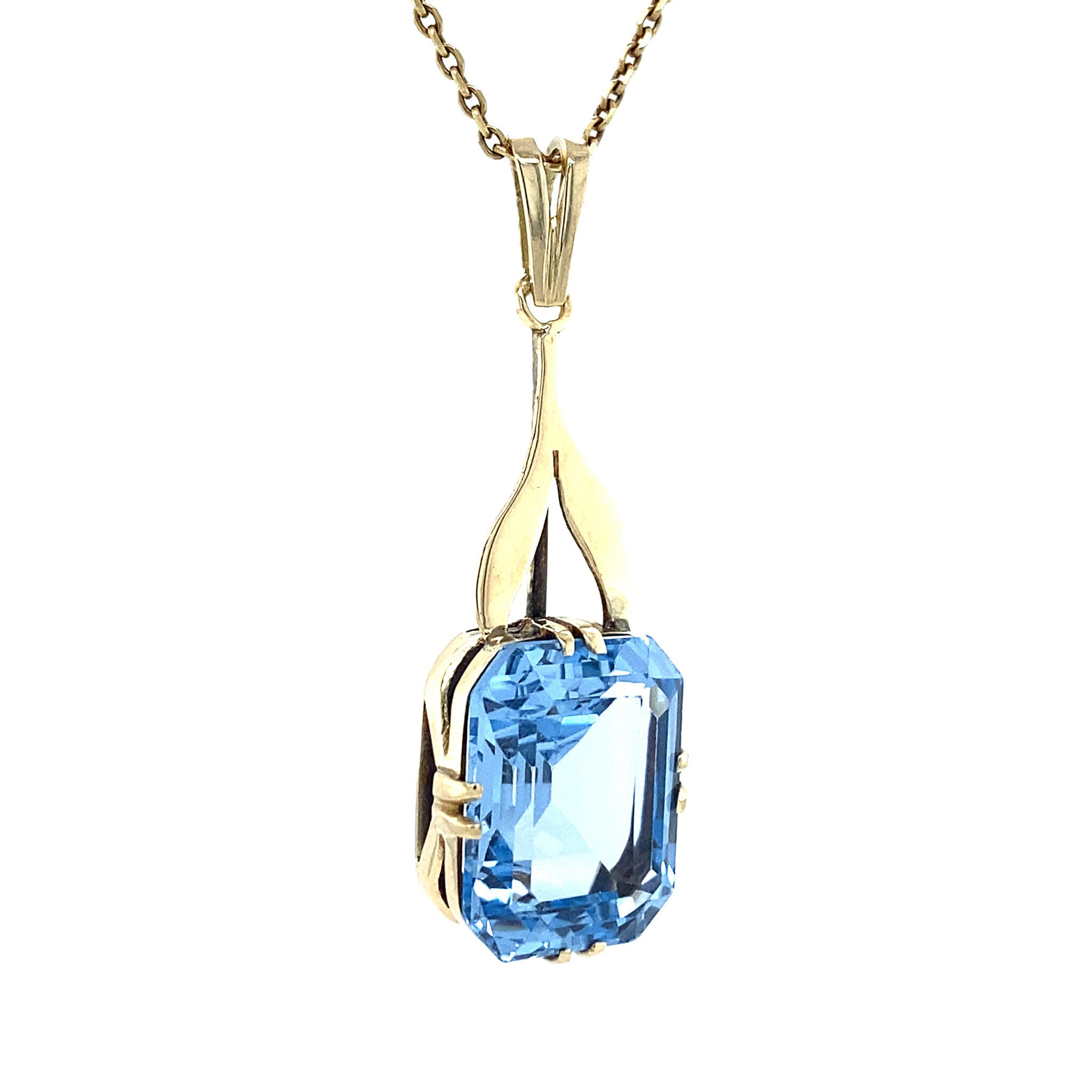 Gouden hanger met blauwe spinel 14 krt