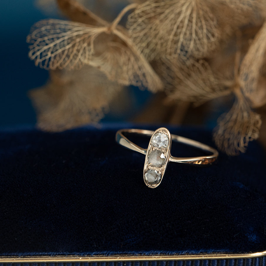12 kt rose gold ring with rose-cut diamond
