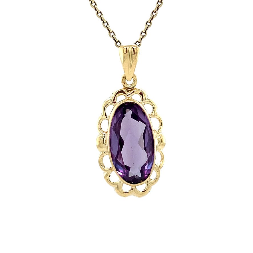 Vintage gold pendant with sapphire, 14 kt