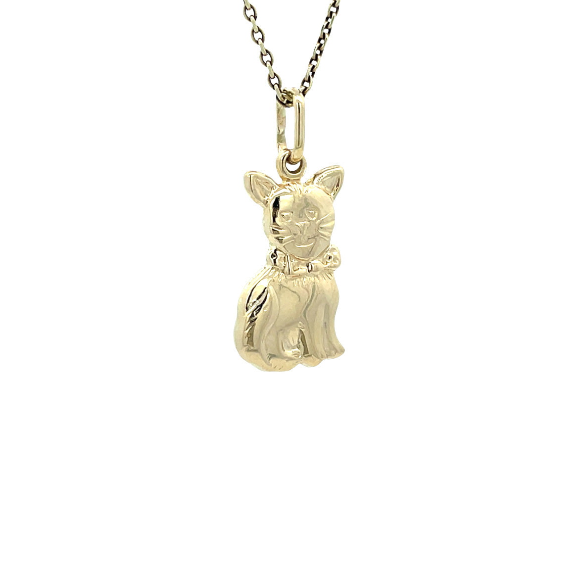 Vintage 14 kt gold cat pendant