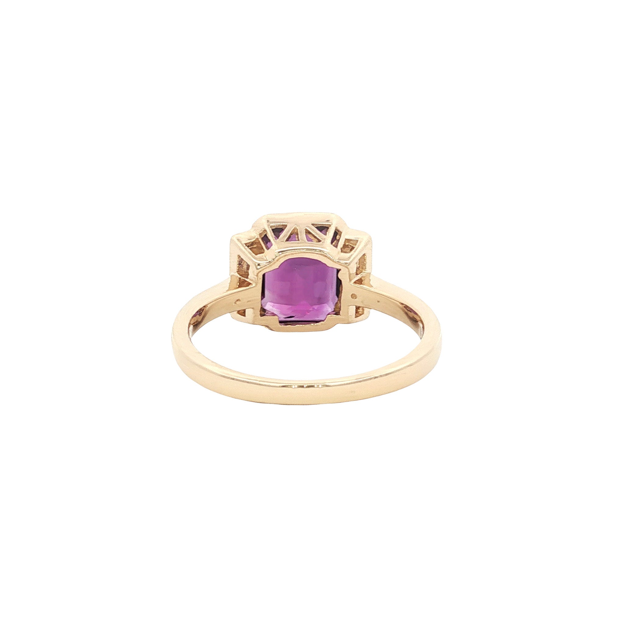 Gold ring with amethyst and diamond 14 kt