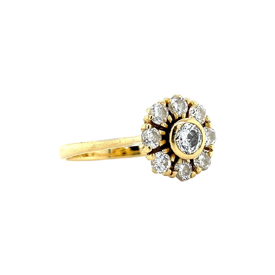 Gouden entourage ring met diamant 18 krt