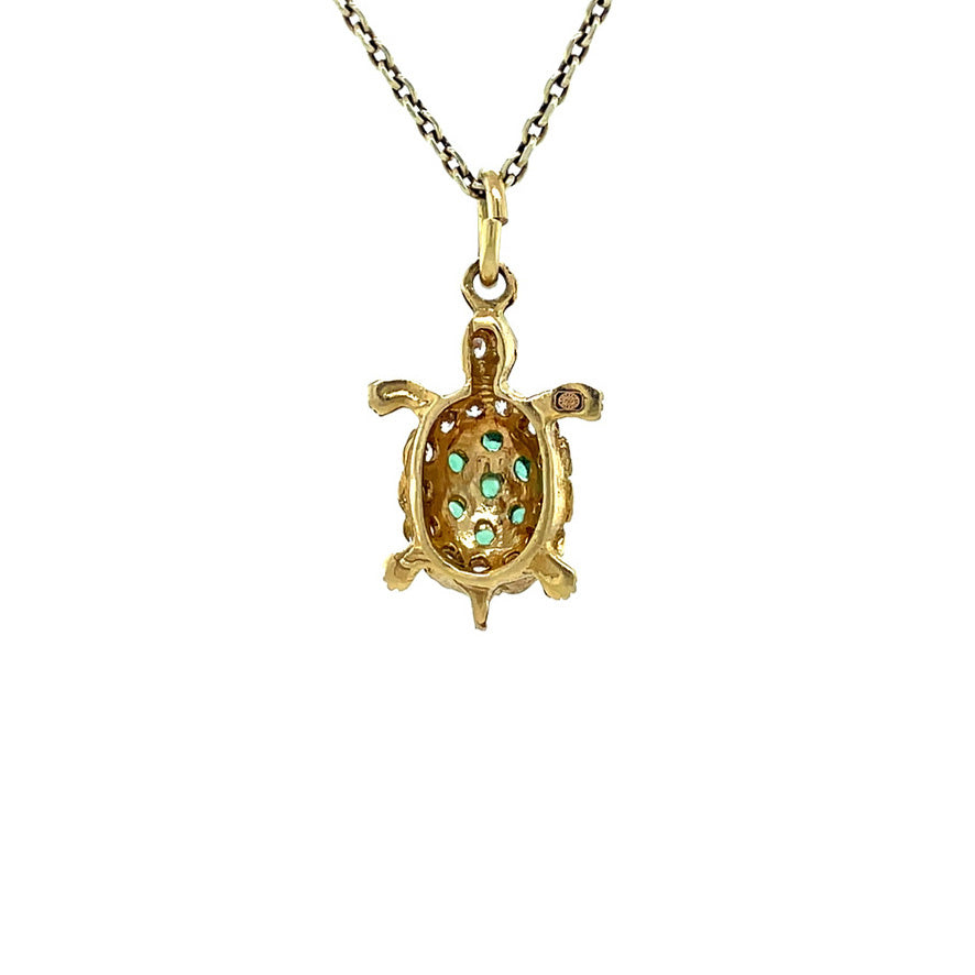 Gouden vintage schildpad hanger met spinel 14 kt