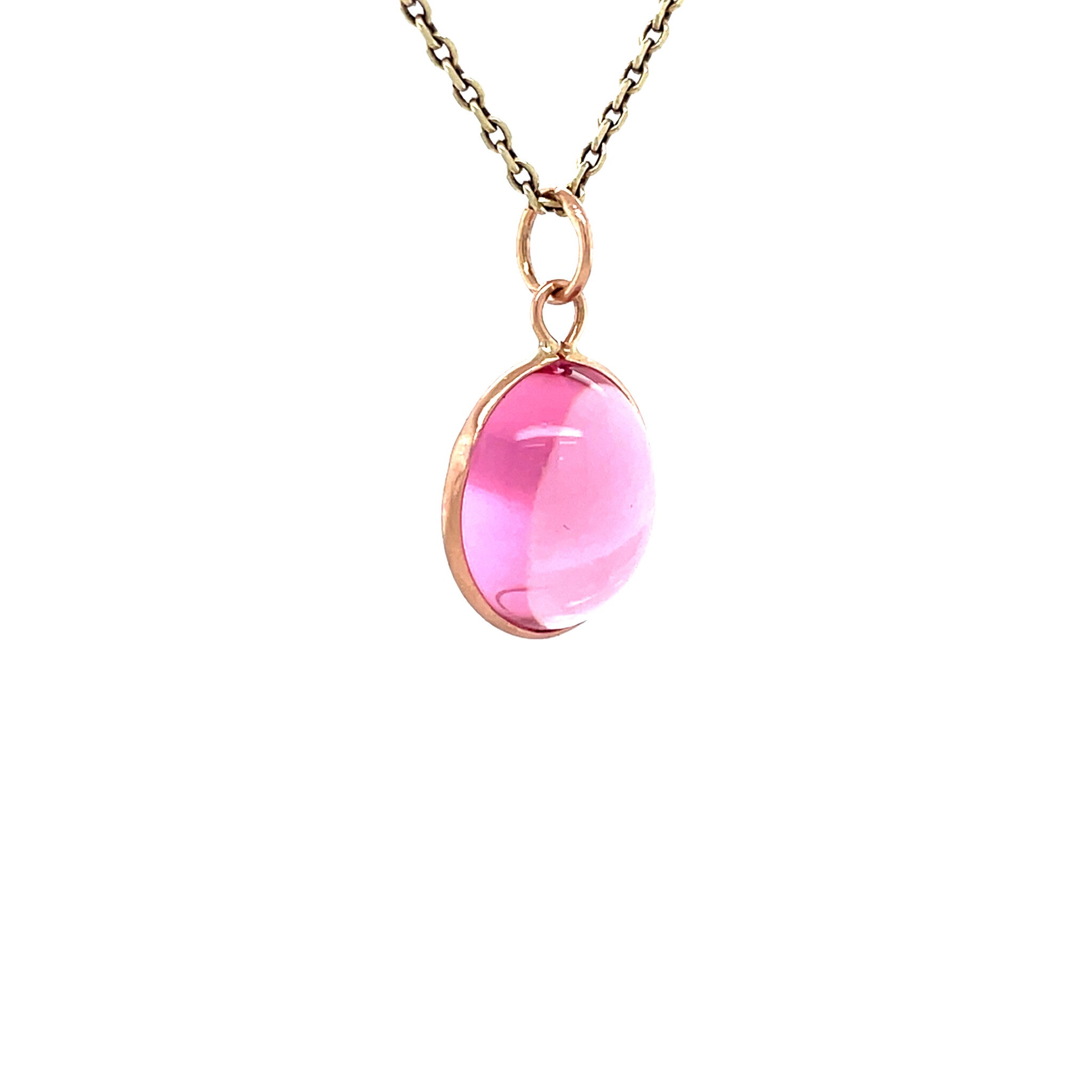 Rosé vintage pendant with colored gemstone 12 kt