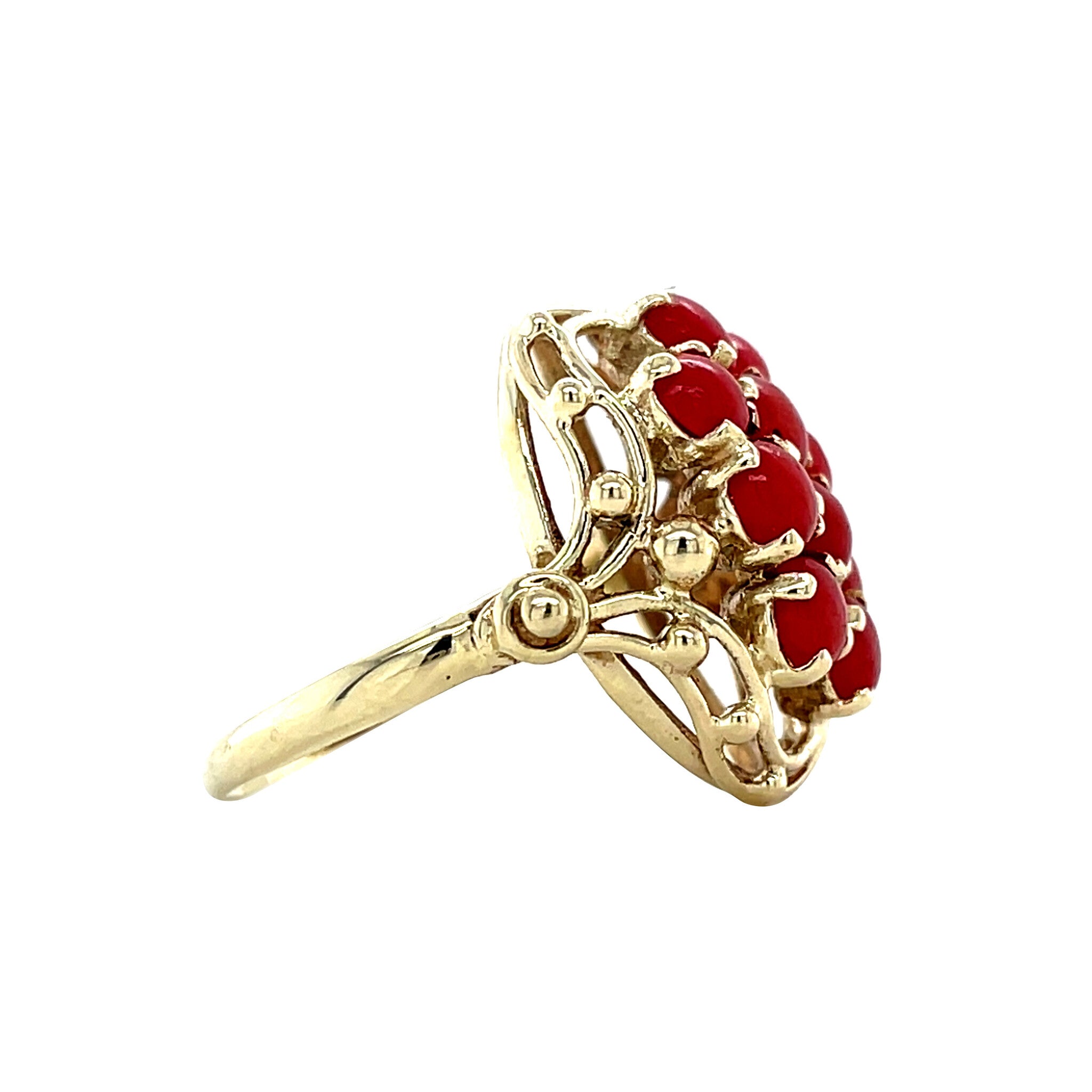 Gouden vintage ring met bloedkoraal 14 krt
