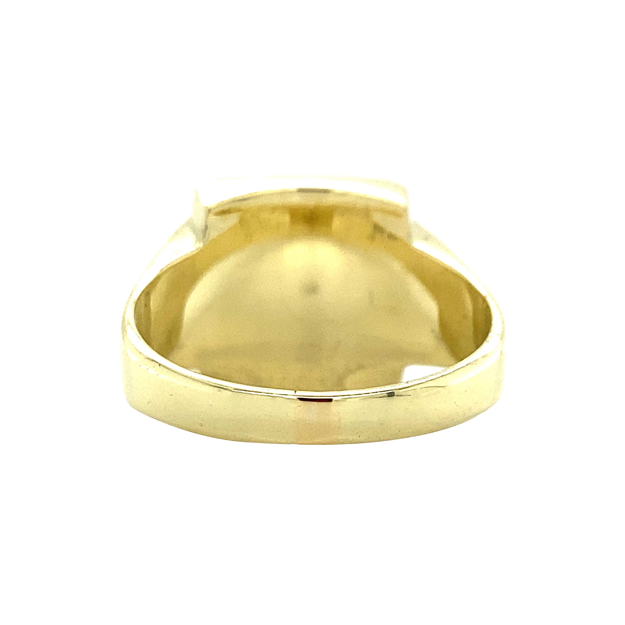 Gouden zegelring met blauwe laagsteen 14 krt