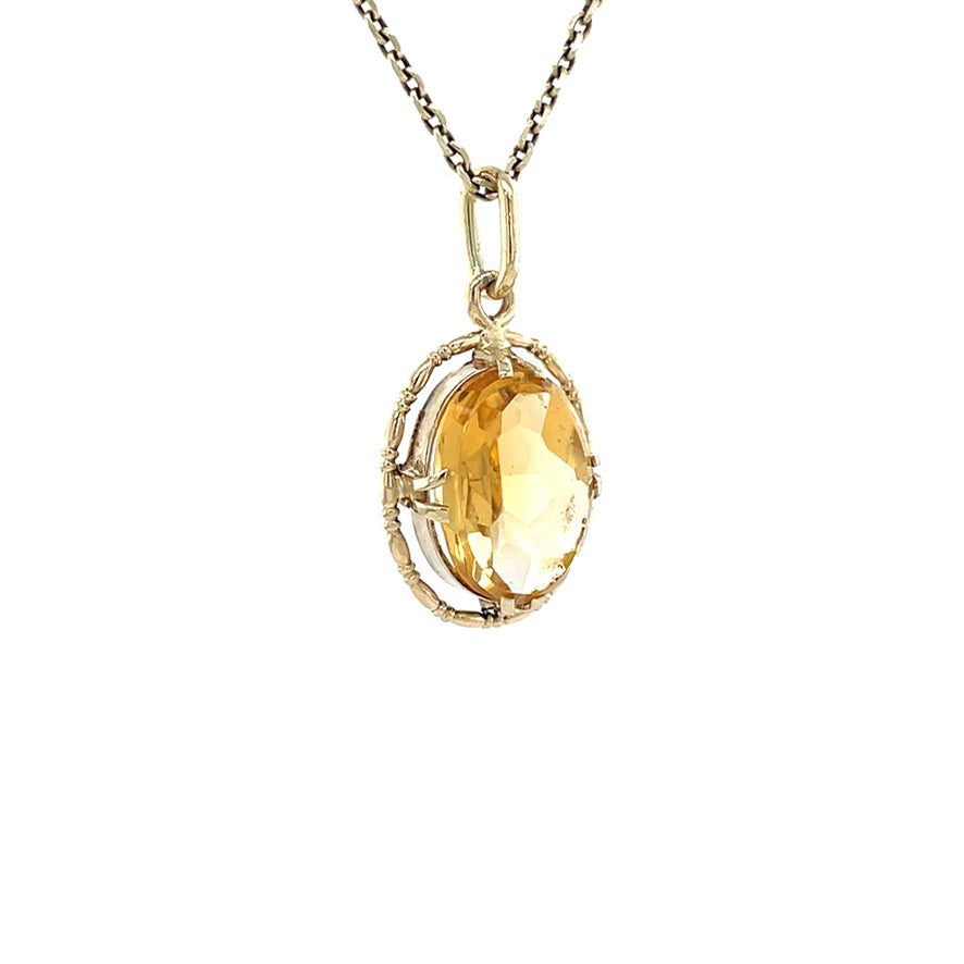 Vintage 14 kt gold pendant with citrine