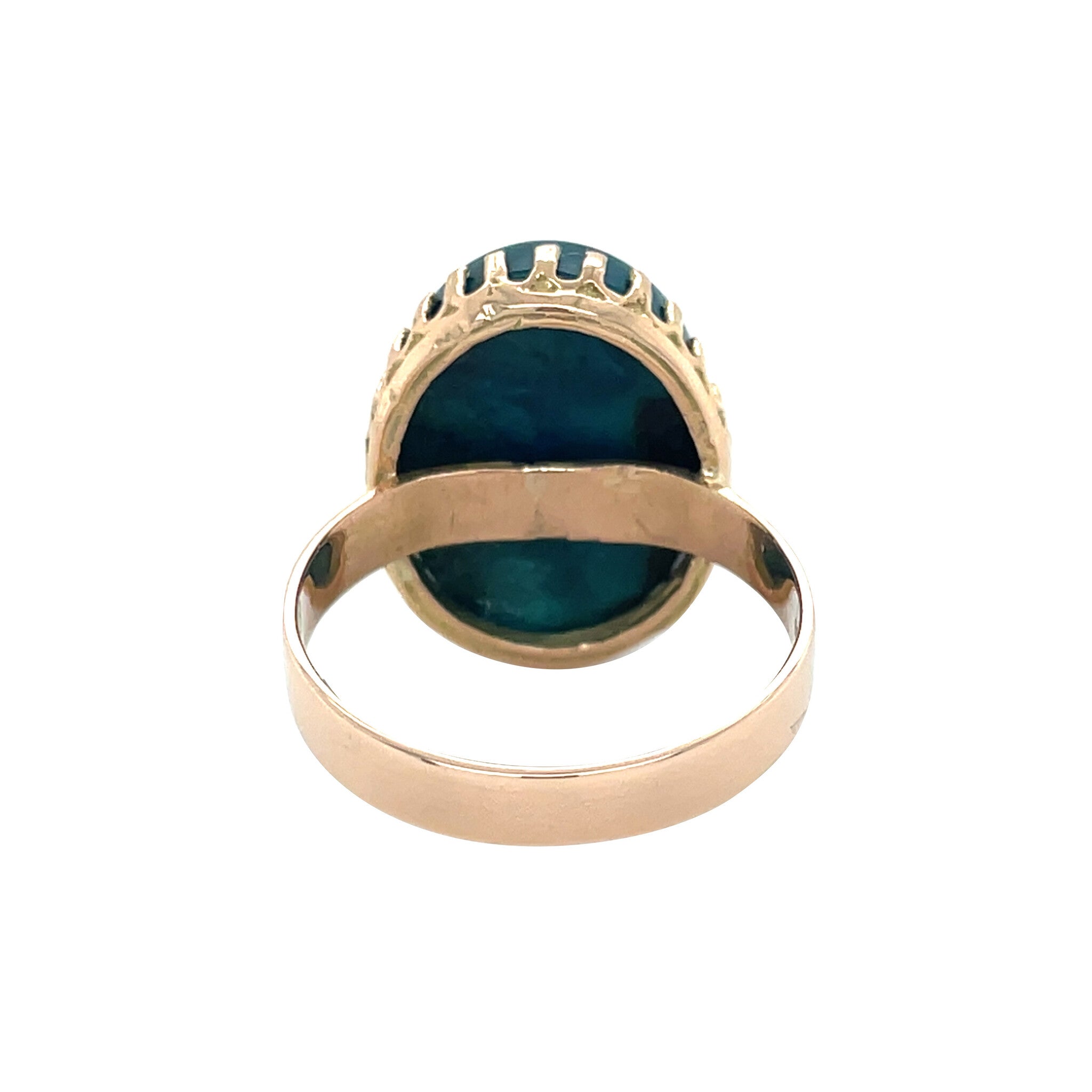 Roségouden vintage ring met chrysocolla 14 kt