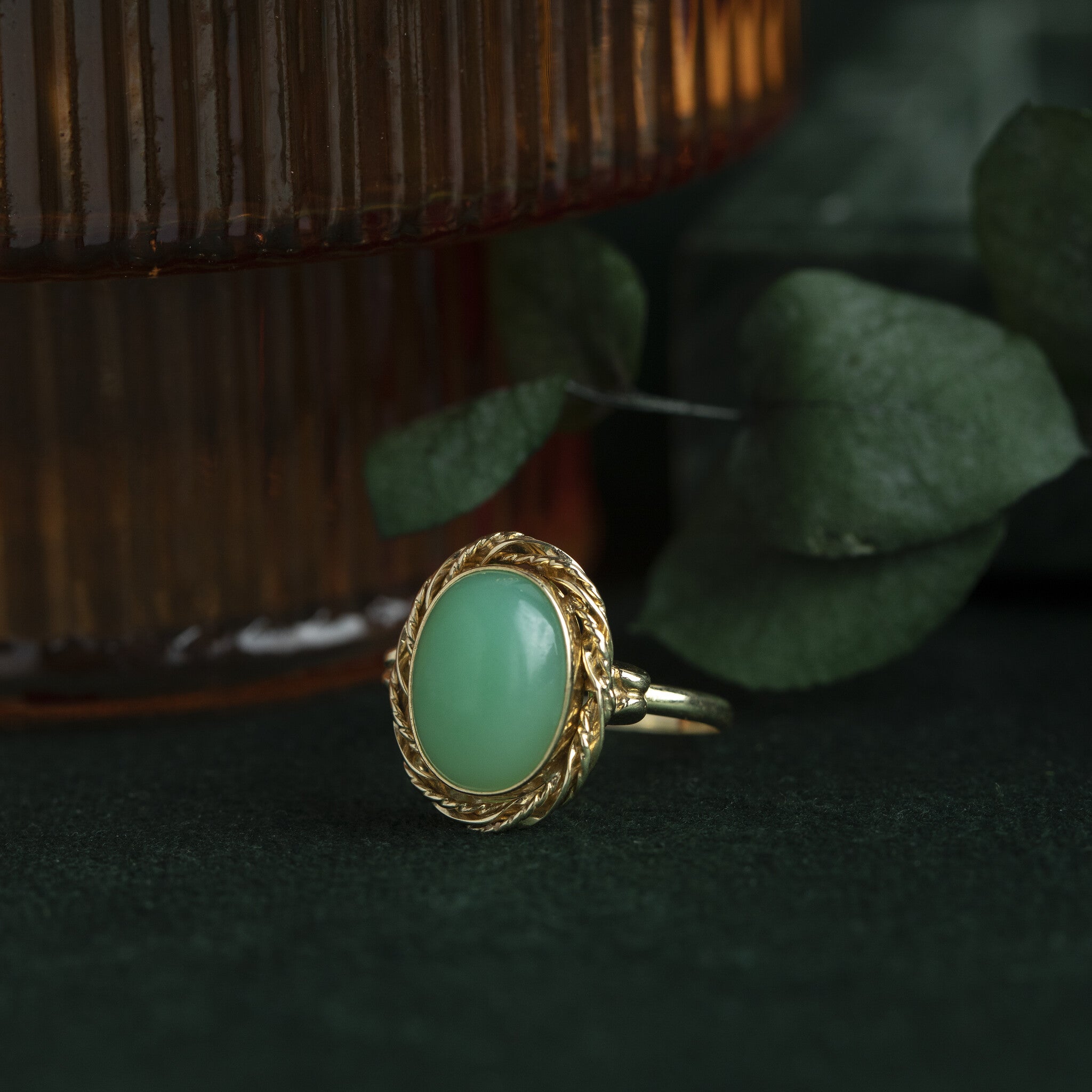 Gold ring with aventurine 14 kt