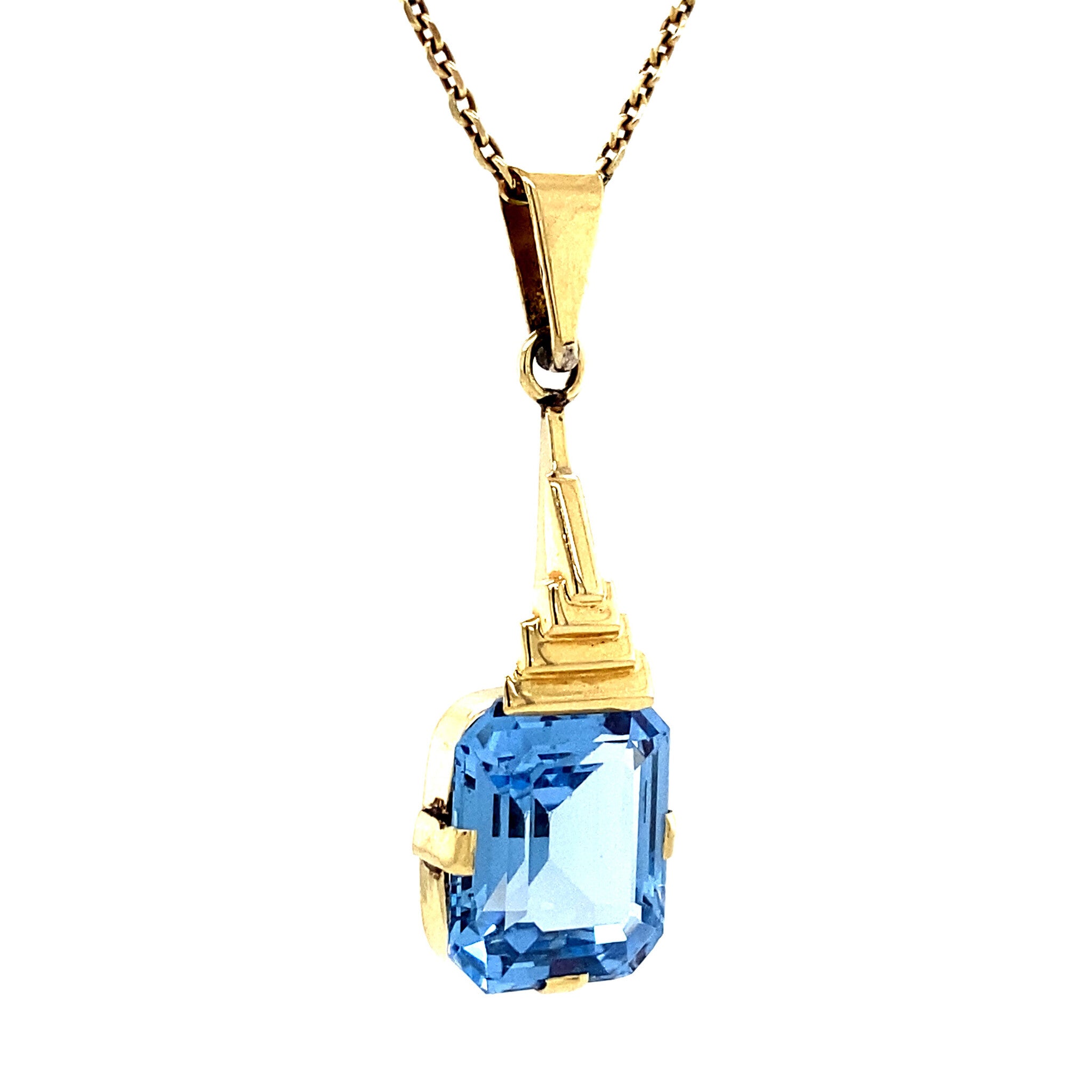 Gouden hanger met blauwe spinel 14 krt