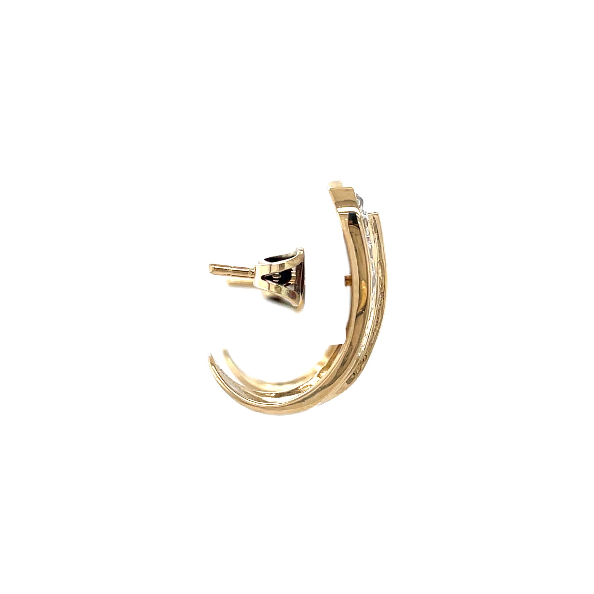 Gouden vintage oorstekers met diamant, robijn, saffier en smaragd 18 krt