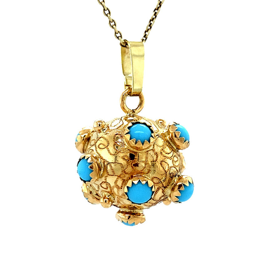 Gold sputnik pendant with colored stone 14 kt