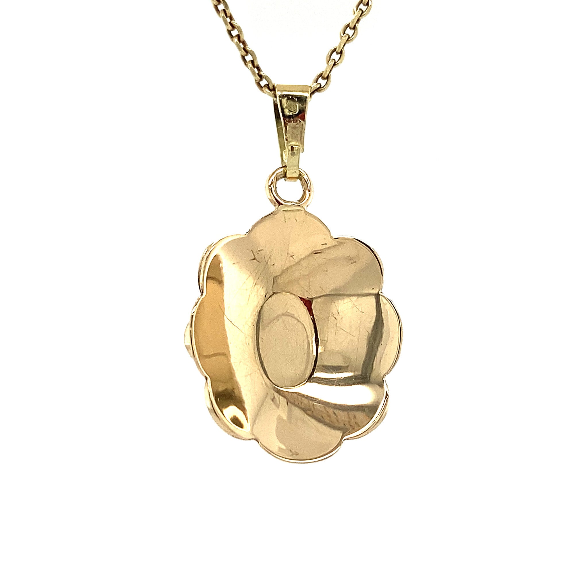 Gouden hanger met granaat 14 krt