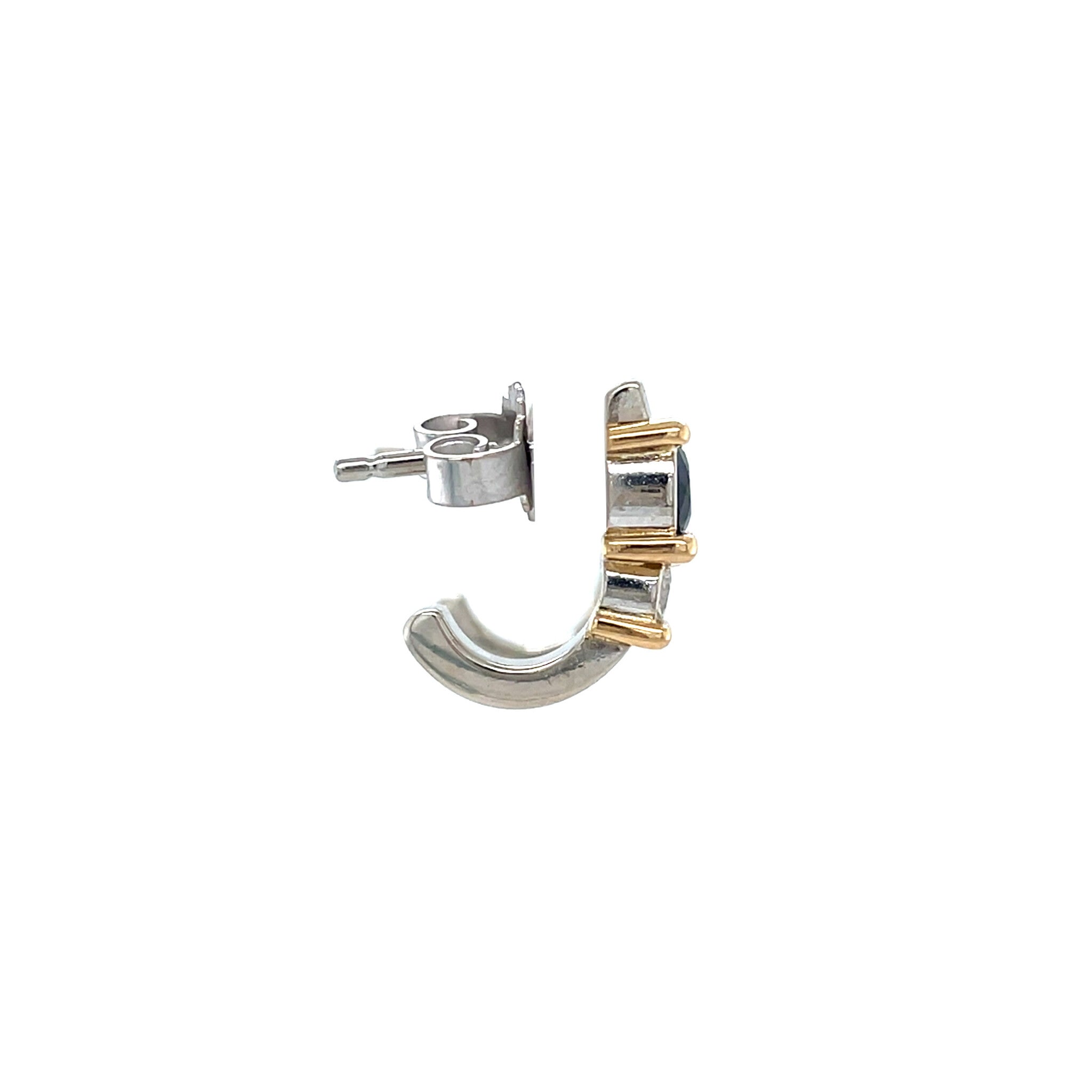 Bicolour gouden vintage oorstekers met saffier en diamant 14 krt